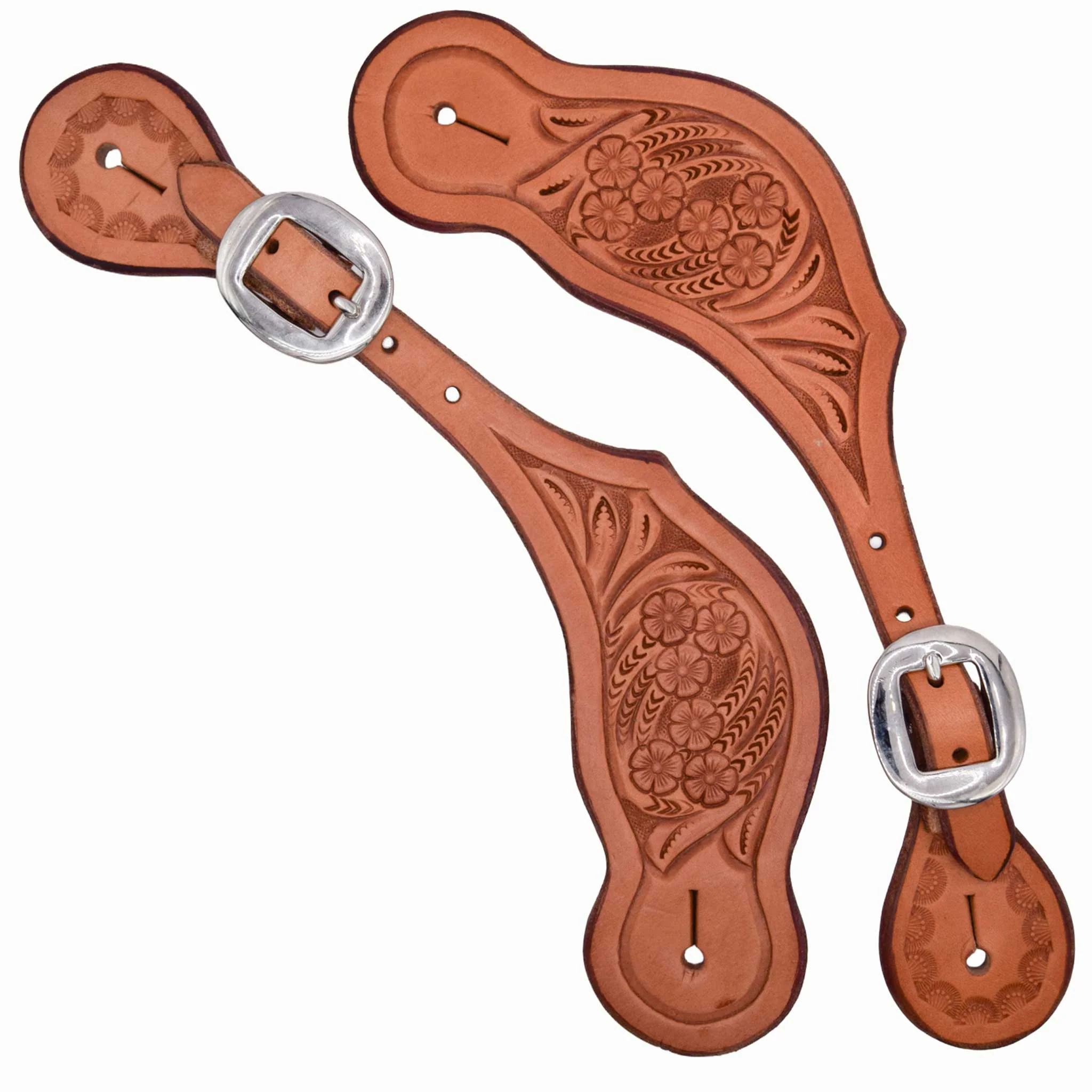 Teskey's Floral Tooled Cowboy Spur Straps - Image 3