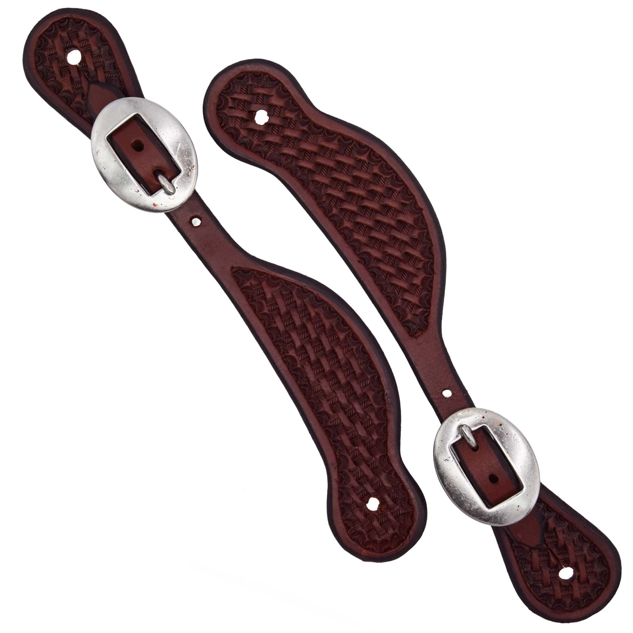 Teskey's Youth Basket Stamped Contoured Spur Straps - Image 4