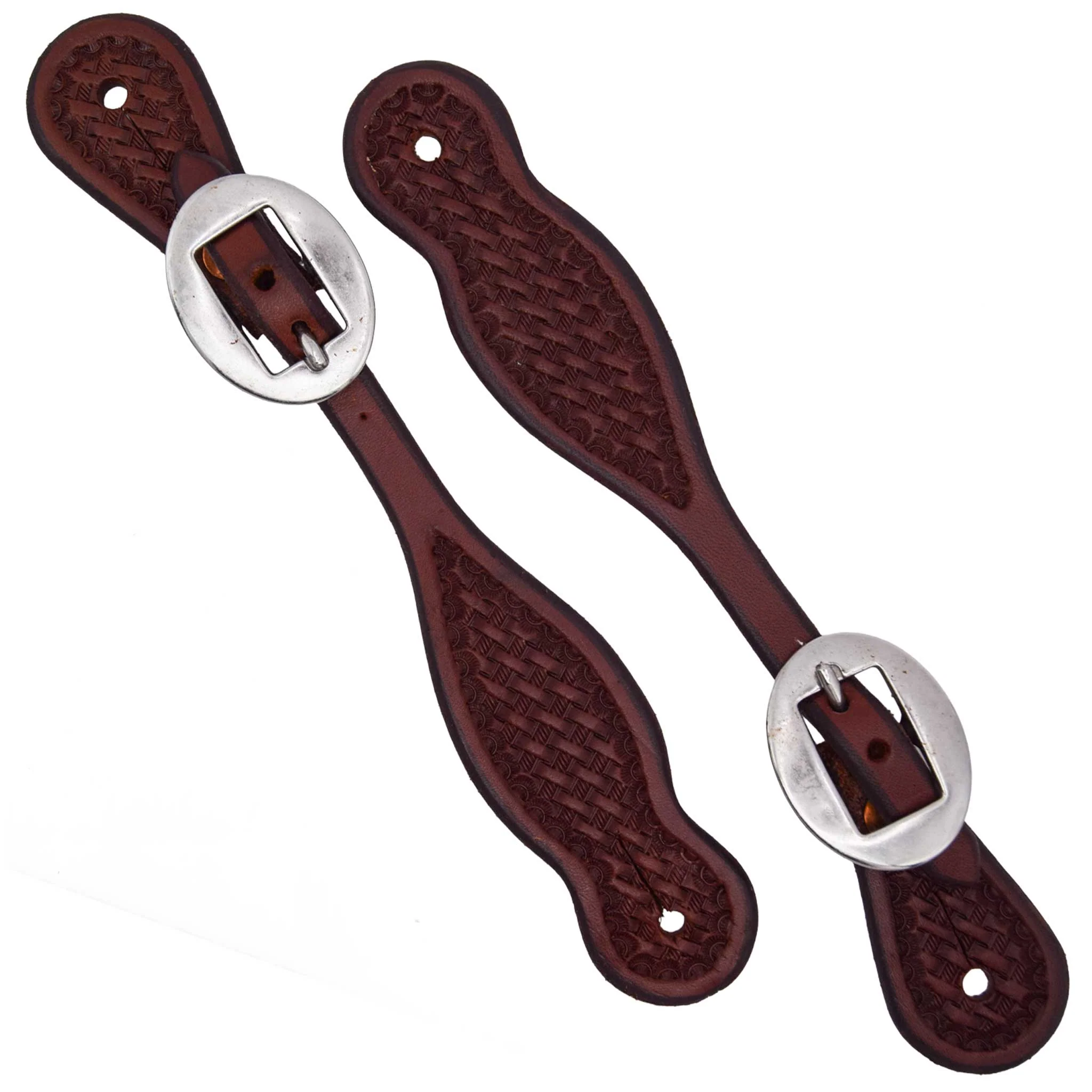 Teskey's Youth Basket Stamped Teardrop Spur Straps - Image 4