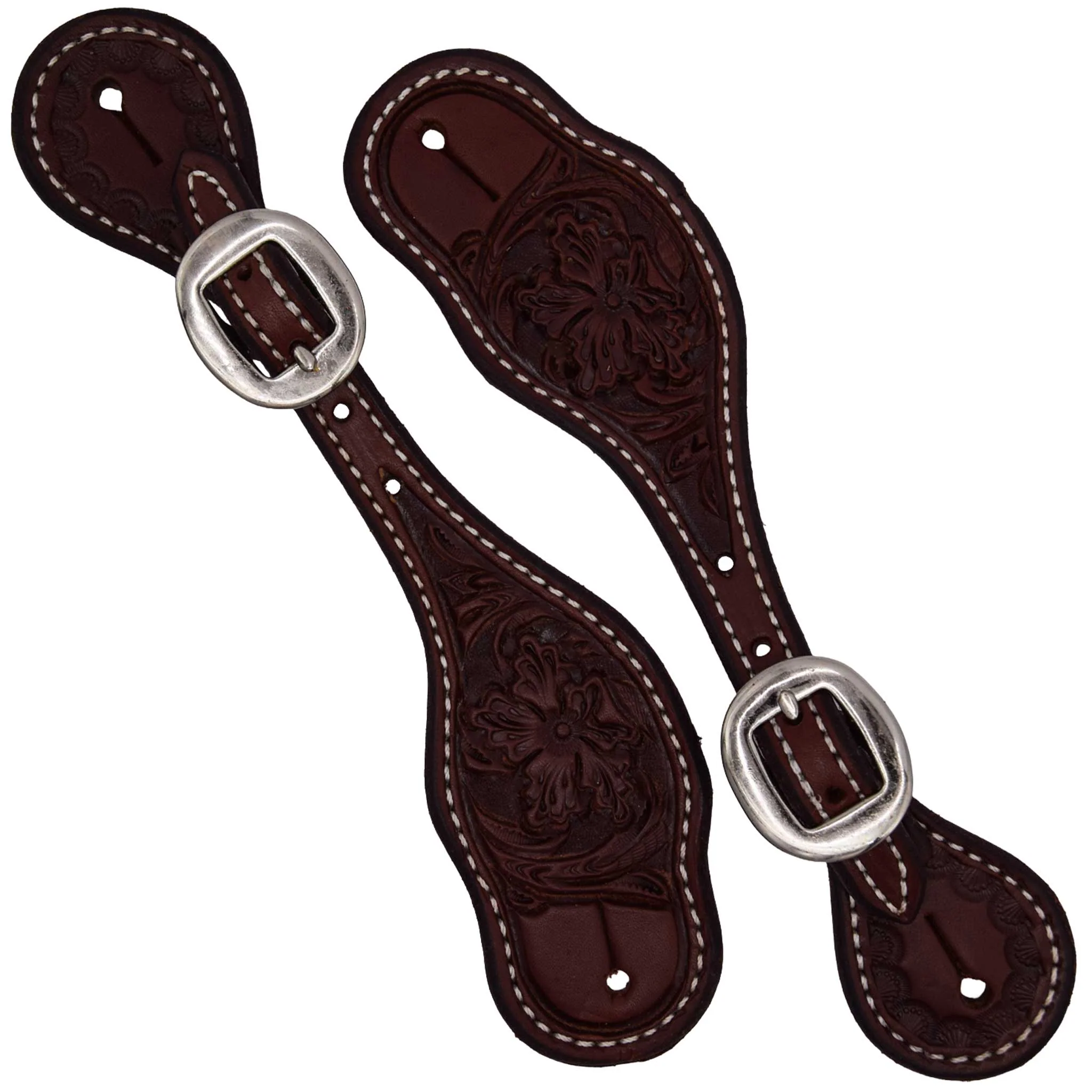 Teskey's Ladies Floral Tooled Spur Straps - Image 2