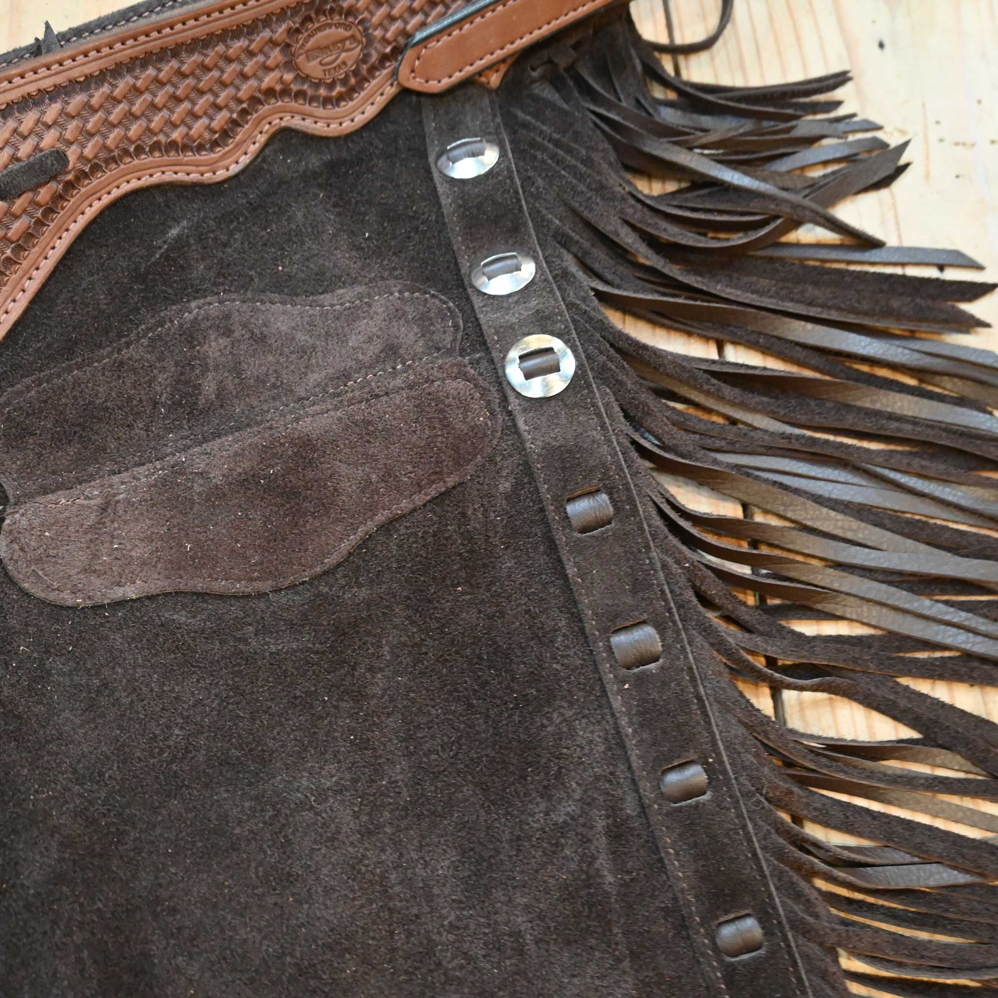 Teskey's Large Chocolate Roughout Versatility Chaps - Image 2