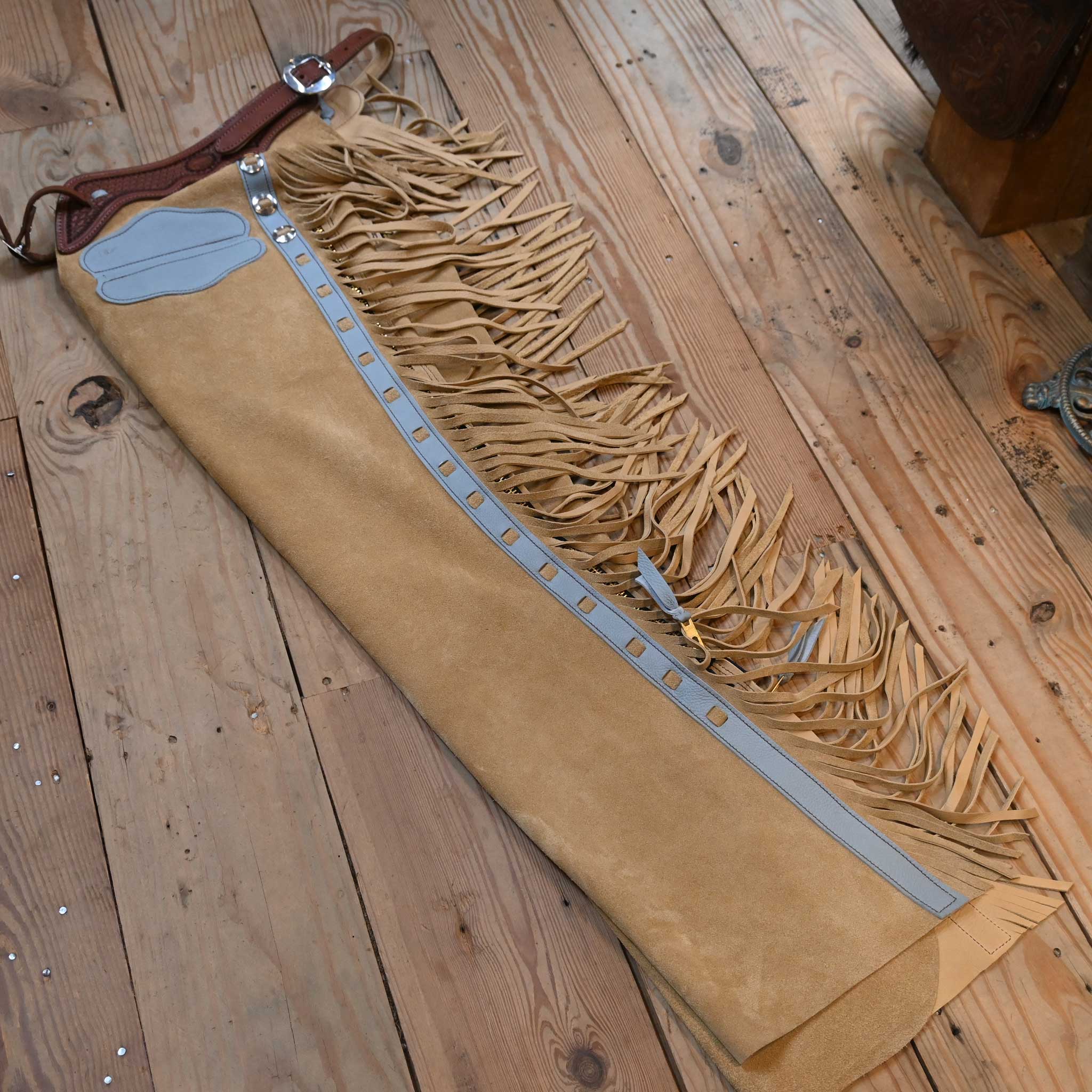 Teskey's Medium Tan/Baby Blue Shotgun Chaps 2182