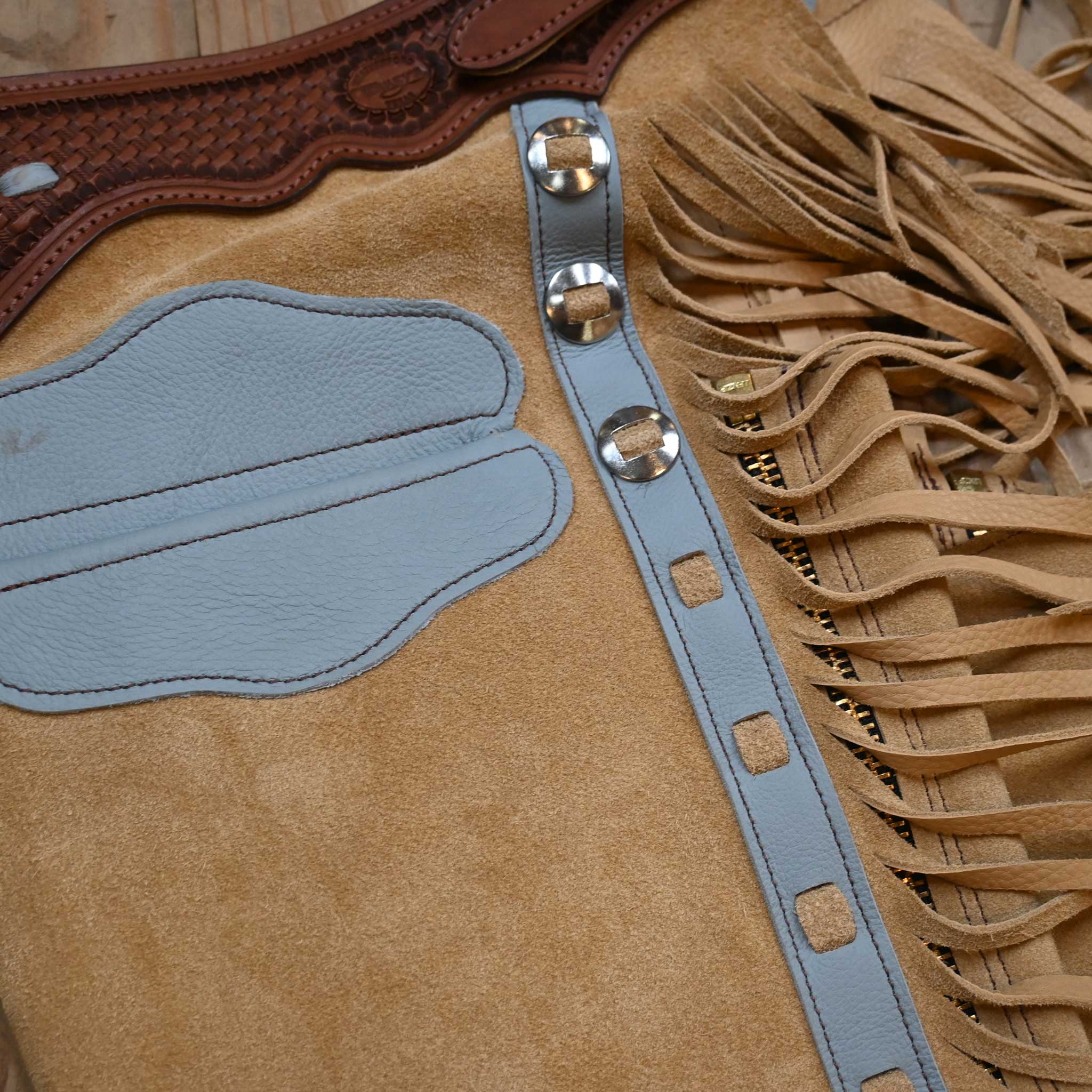Teskey's Medium Tan/Baby Blue Shotgun Chaps 2182 - Image 2