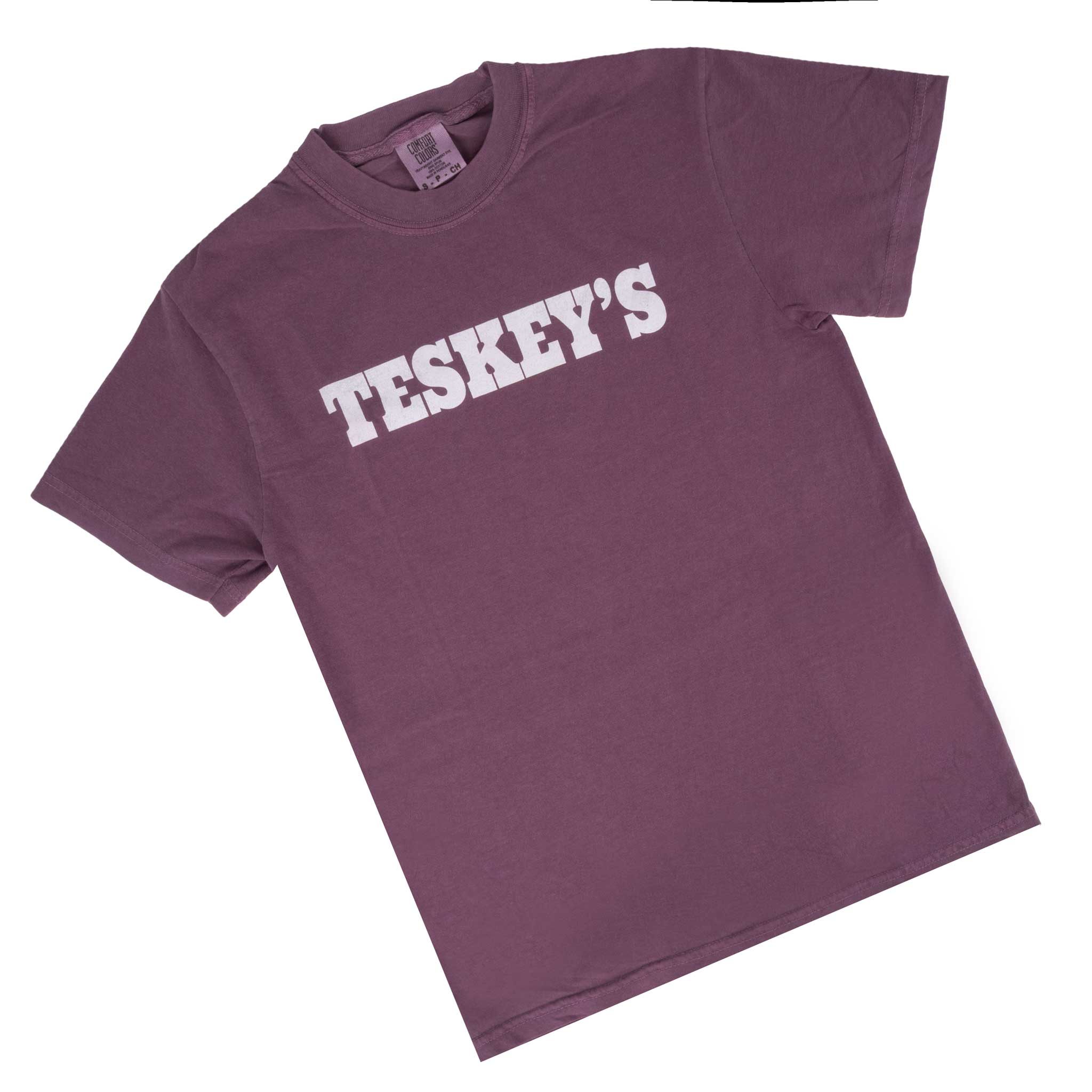 Teskey's Plain Logo Tee - Berry - Image 2