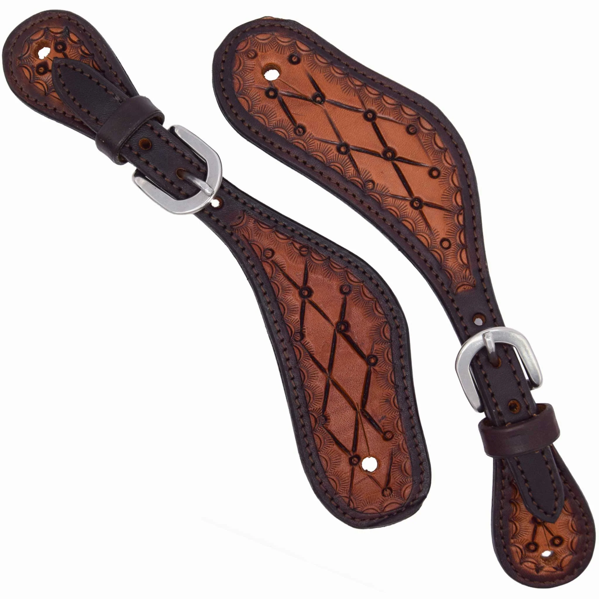 Teskey's Quilted Tooling Spur Strap - Image 2