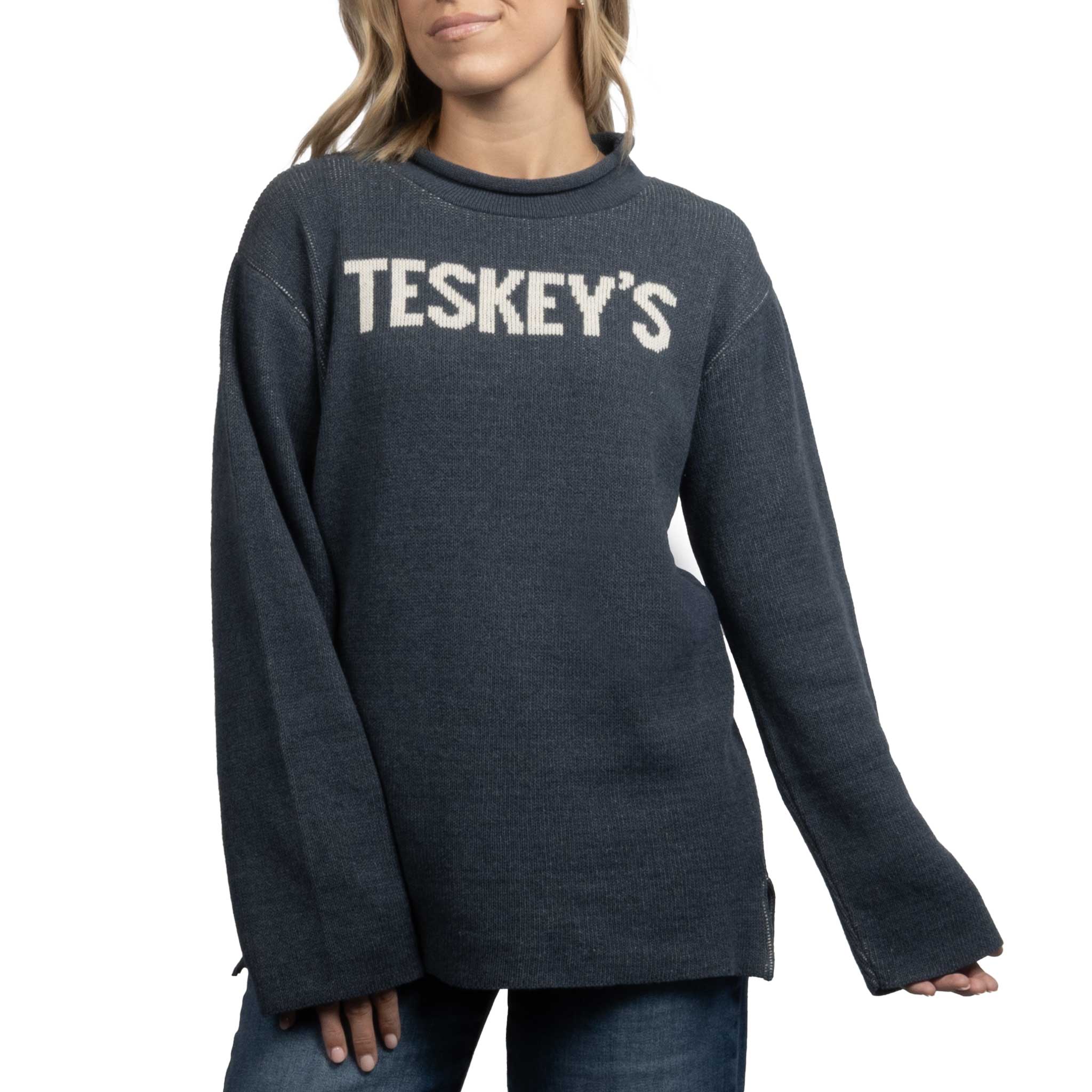 Teskey's Roll Neck Sweater - Jean - Image 3