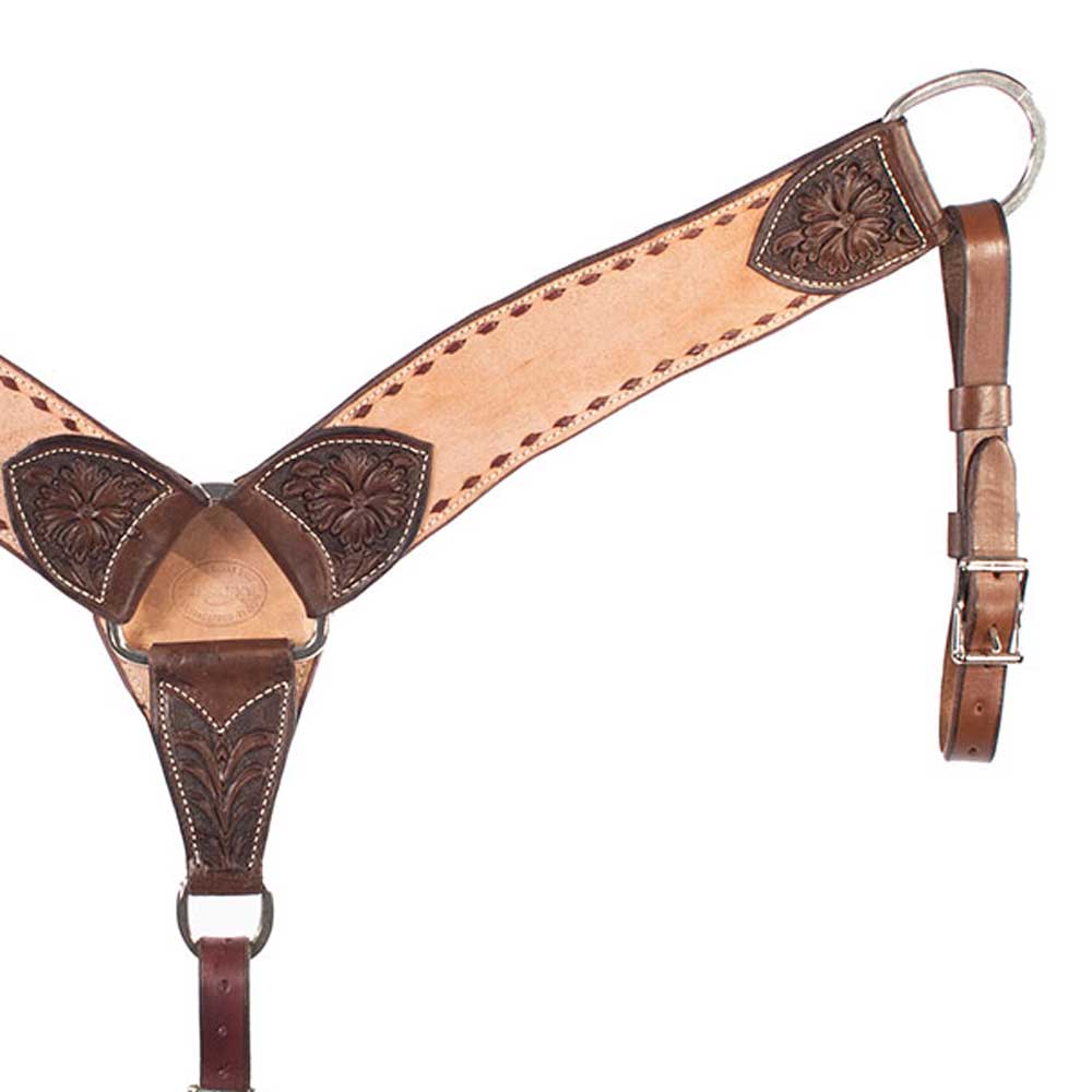 Teskey's 4" Roughout Breast Collar w/Floral Tooling