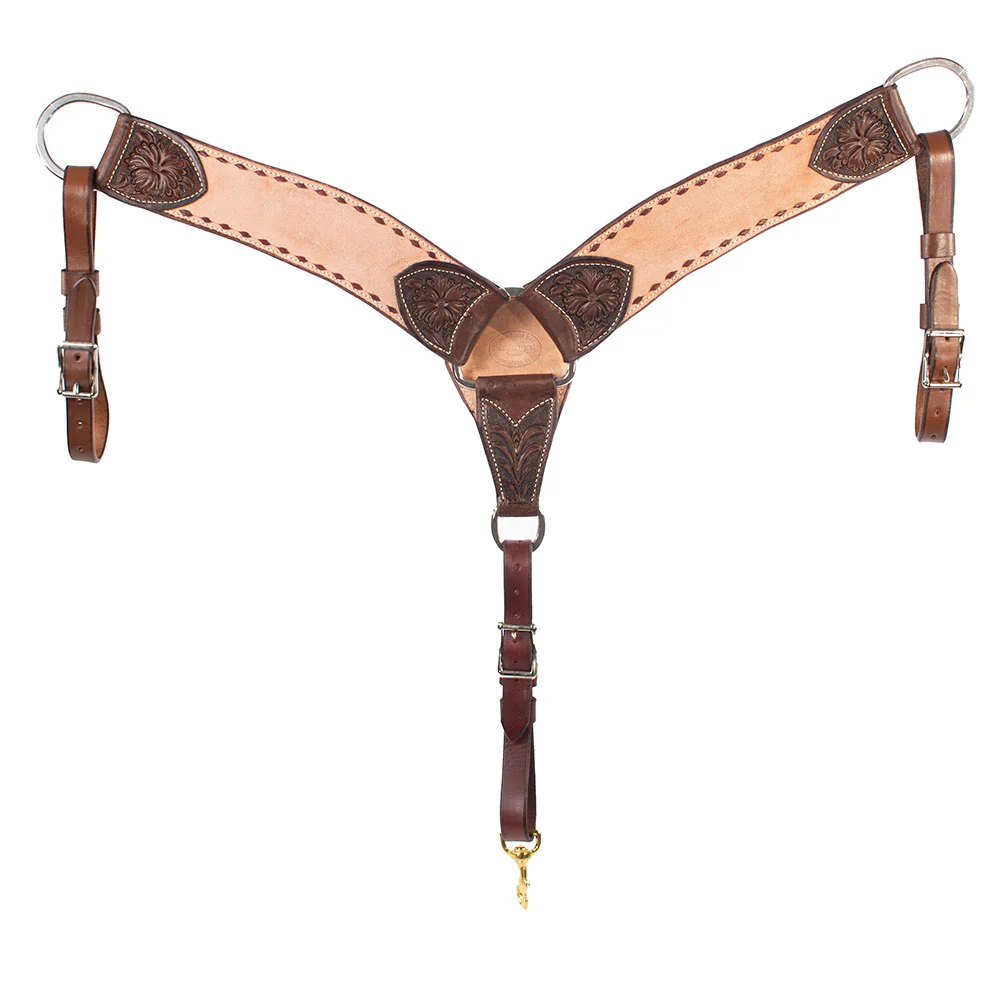 Teskey's 4" Roughout Breast Collar w/Floral Tooling - Image 2