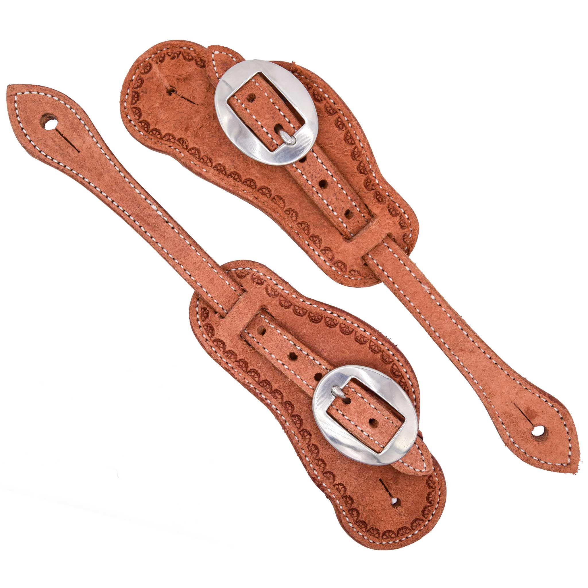 Teskey's Roughout Buckaroo Spur Straps w/Shell Border - Image 2