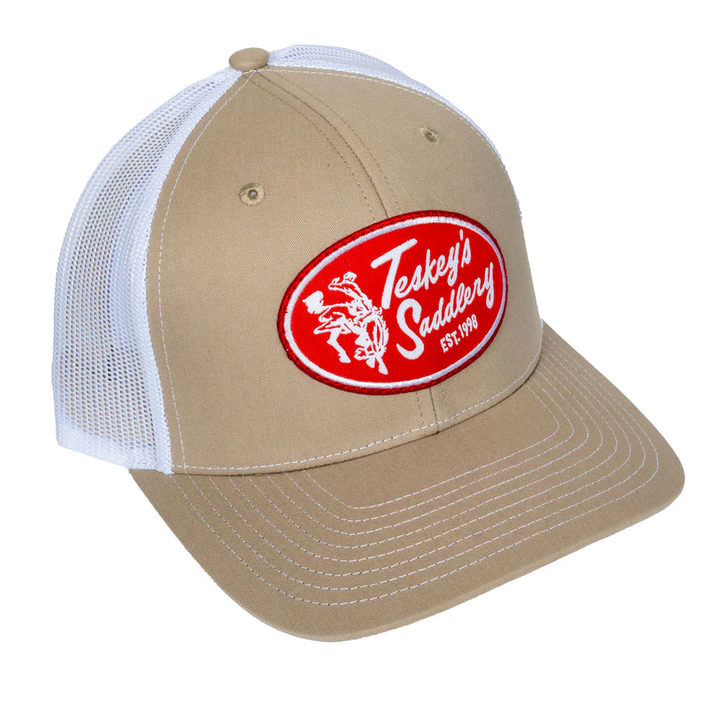 Teskey's Saddlery Retro Oval Patch Cap - Khaki/White