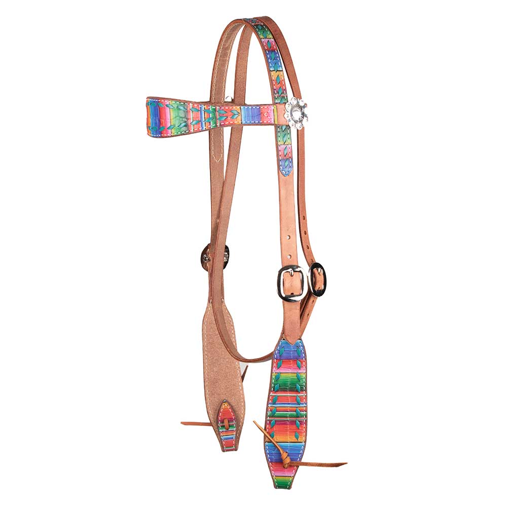 Teskey's Serape Browband Headstall w/Colored Buckstitch - Image 2