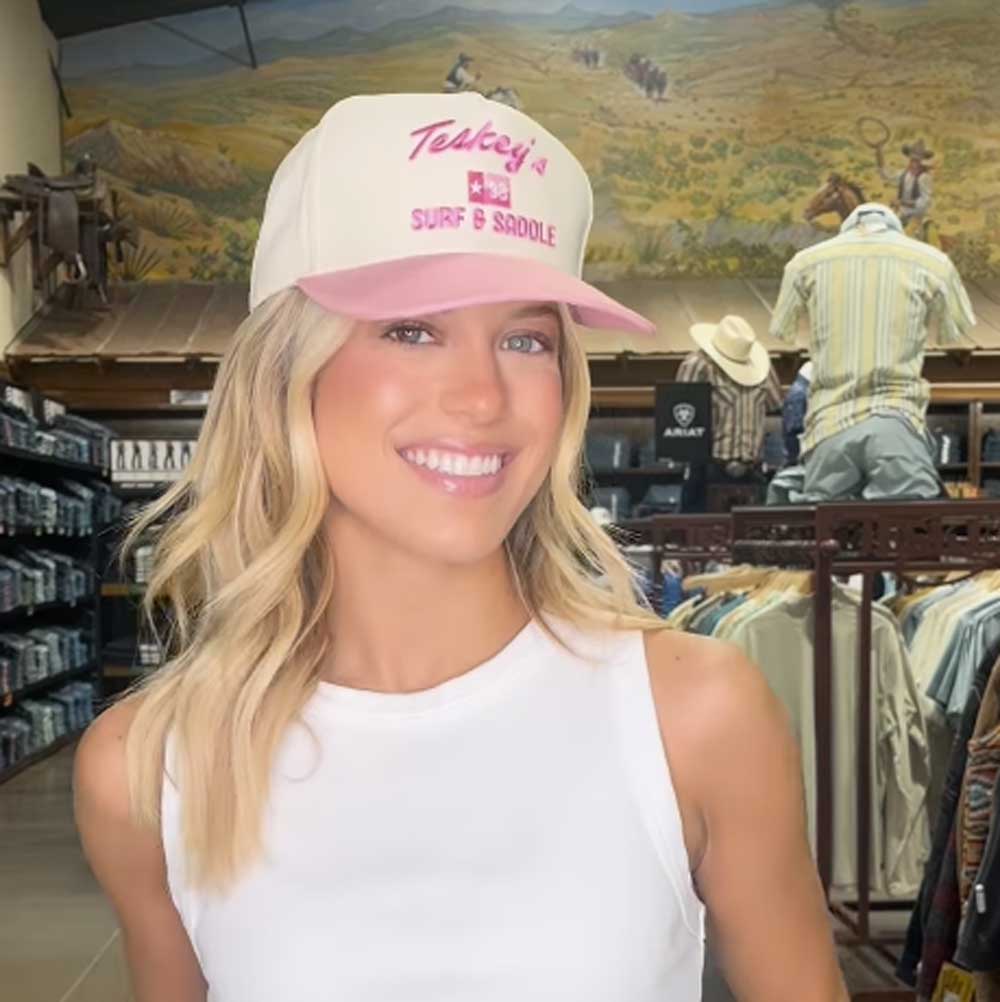 Teskey's Surf & Saddle Cap - Vintage White/Pink - Image 2