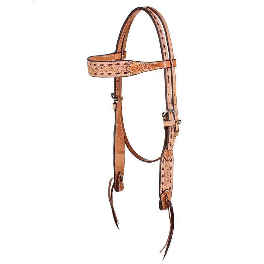 Teskey's Roughout Buckstitch Browband Headstall w/Swivel Knife Filigree - Image 2