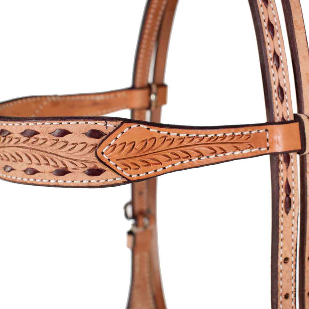 Teskey's Roughout Buckstitch Browband Headstall w/Swivel Knife Filigree - Image 3