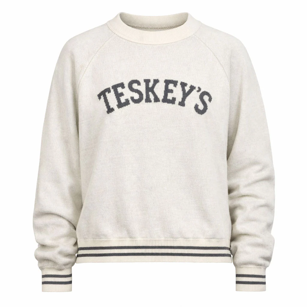 Teskey's Varsity Font Raglan Sweater - Natural/Jean