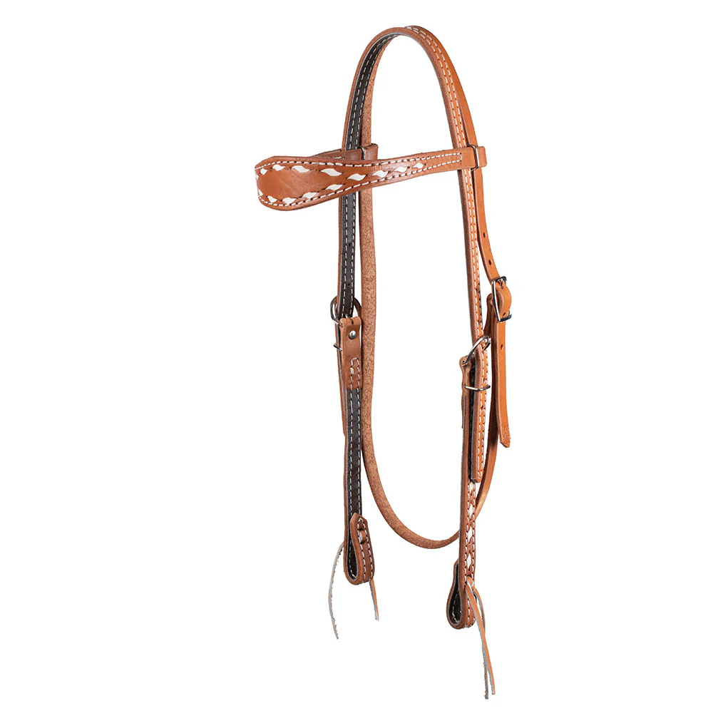 Teskey's Browband Headstall w/White Buckstitch