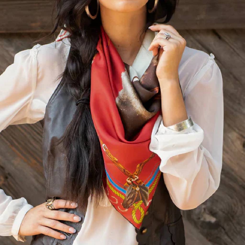Fringe Scarves The Derby Red Long Tall Wild Rag - Image 2