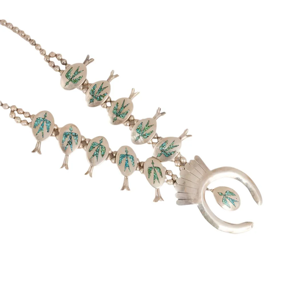 Thunderbird Inlay Squash Blossom Necklace - Image 2