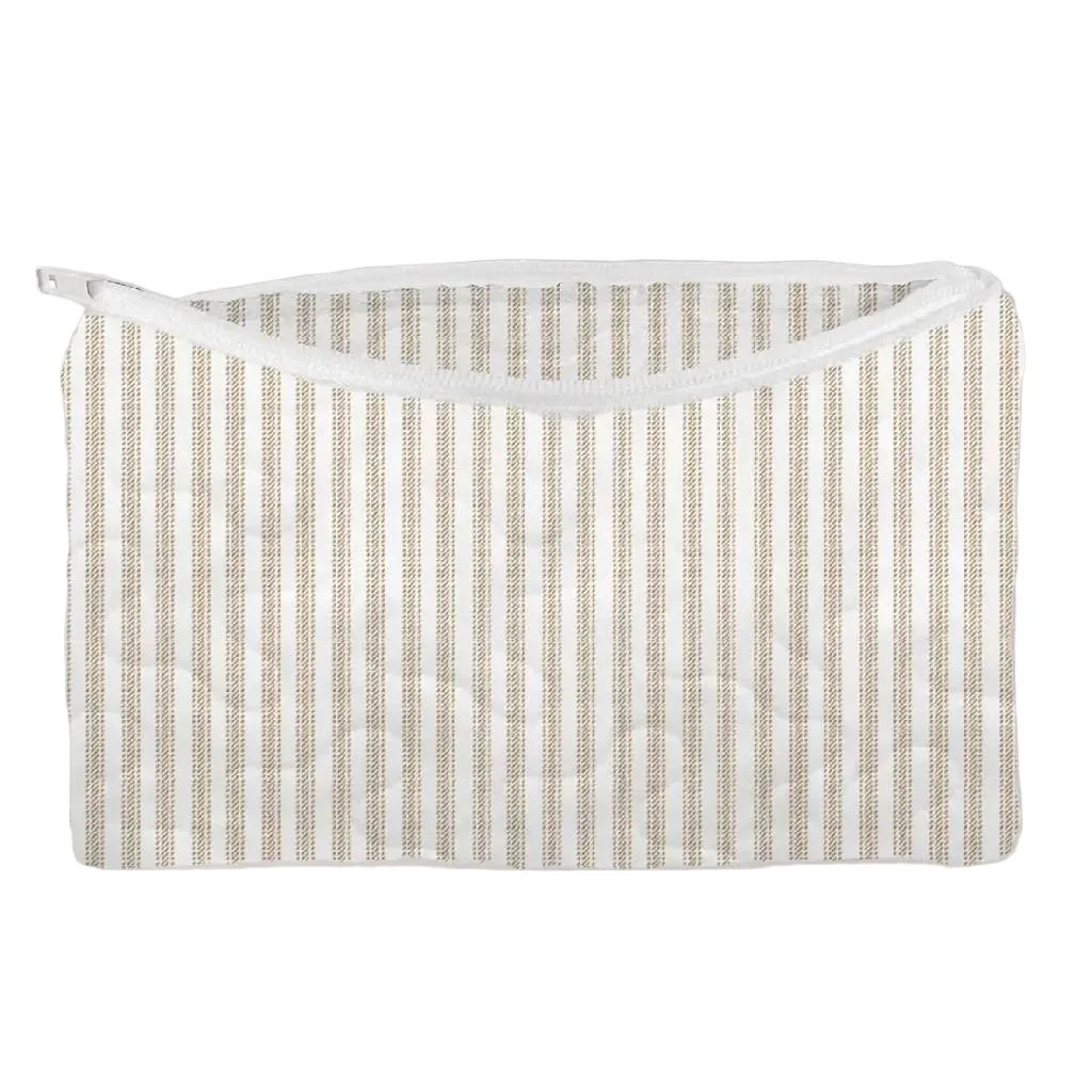 Ticking Brown Stripe Small Makeup Bag