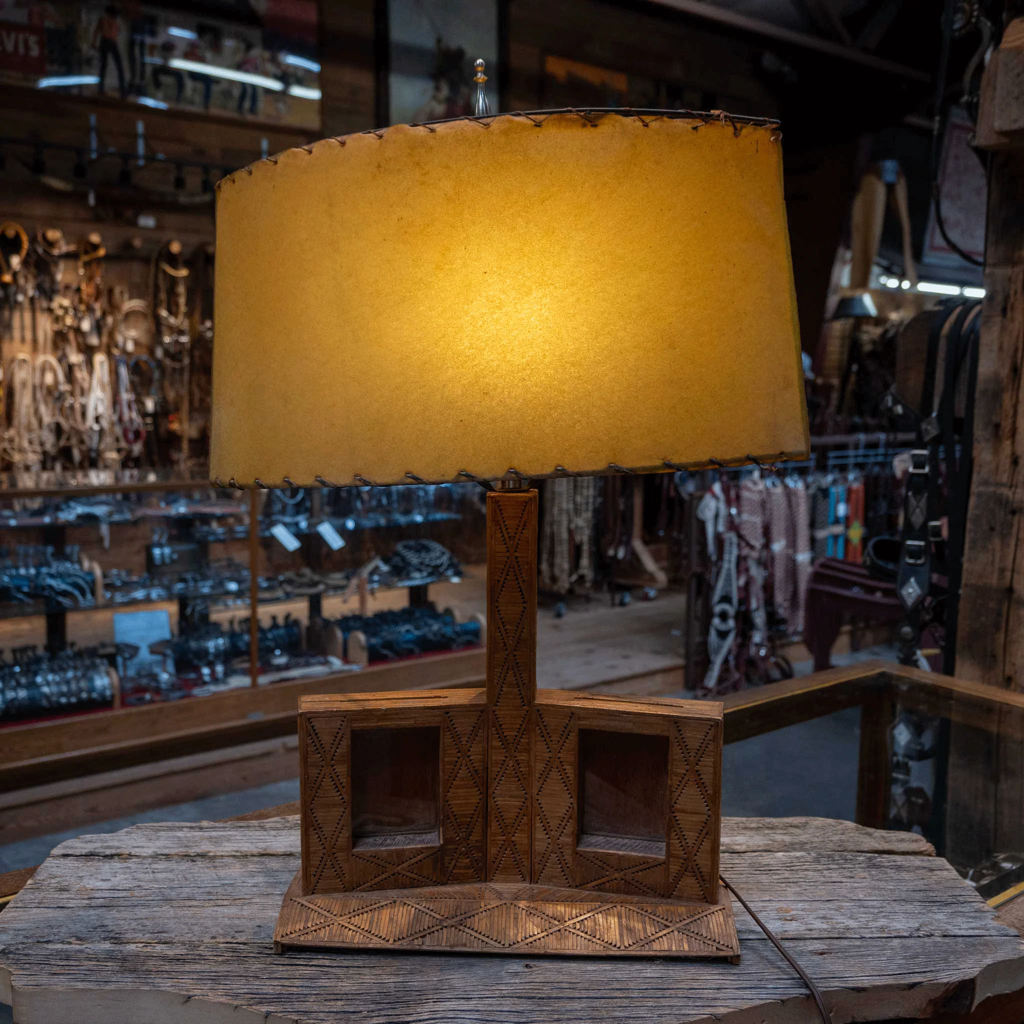 1920's - 1940's TrampArt Lamp - Image 2