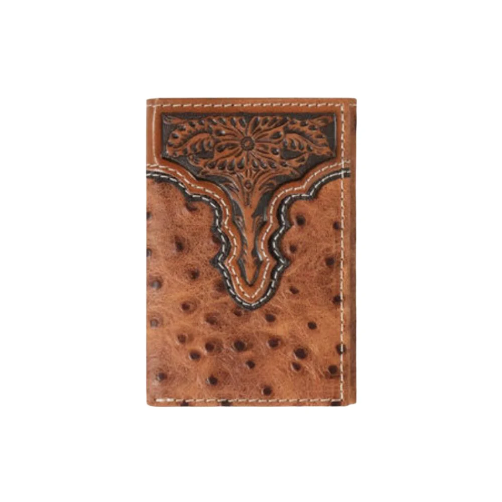 Ariat Ostrich Floral Tri-Fold Wallet