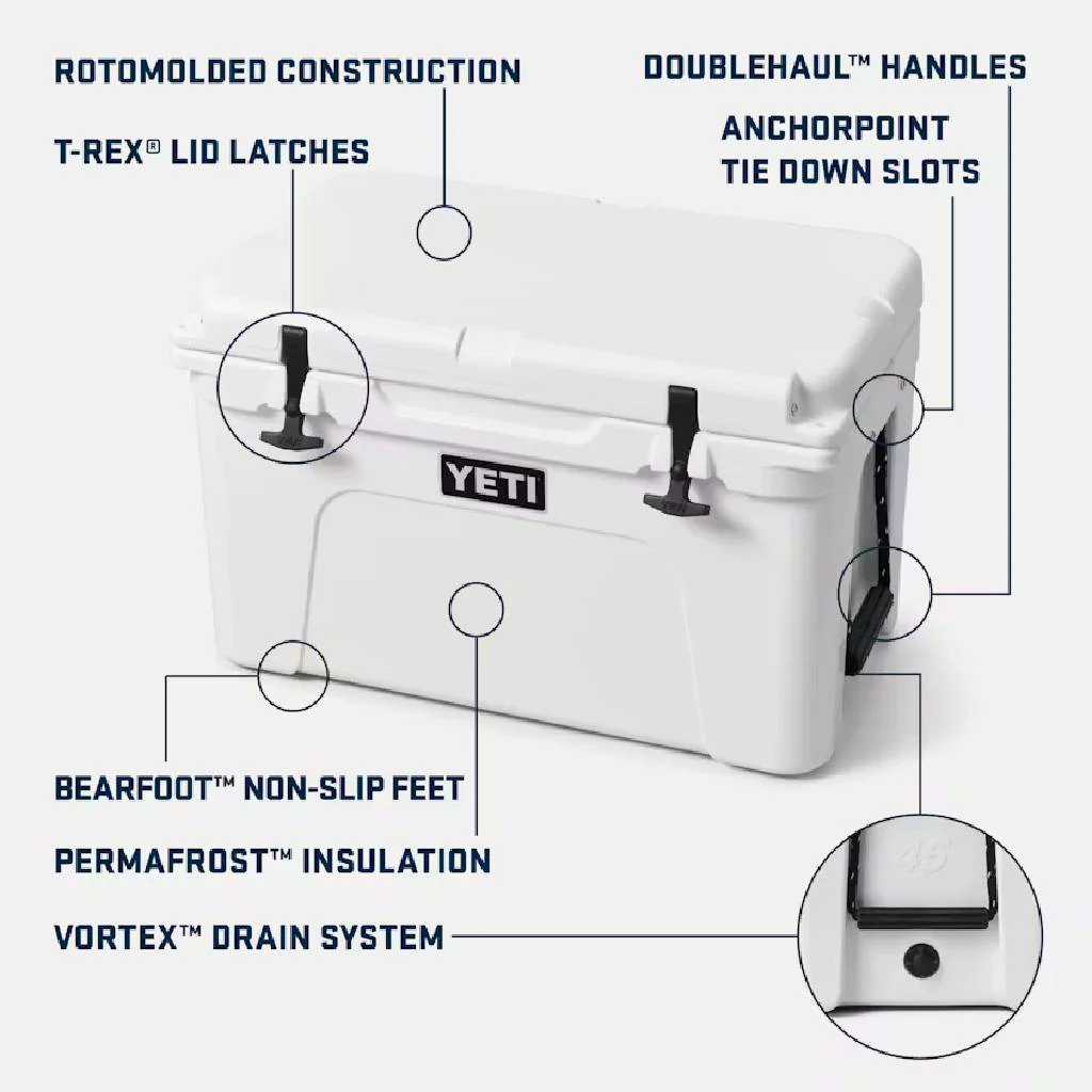 Yeti Tundra 45 Hard Cooler - White/Blue - Image 6