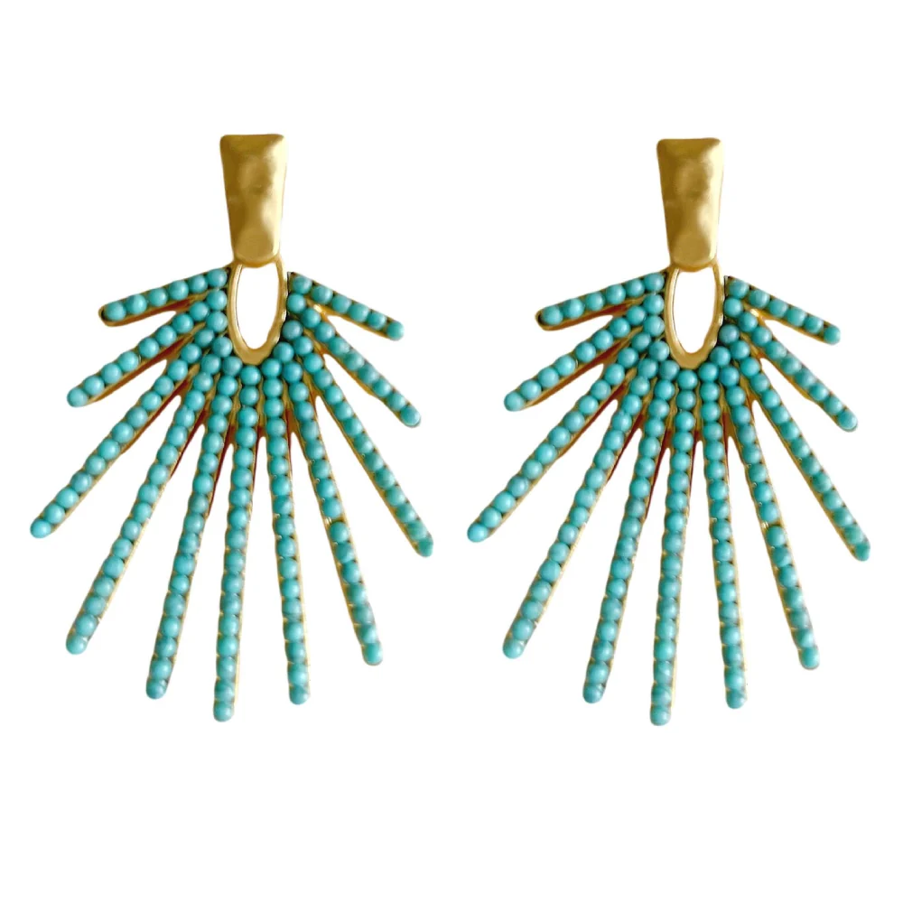 Turquoise Sunburst Statement Earrings