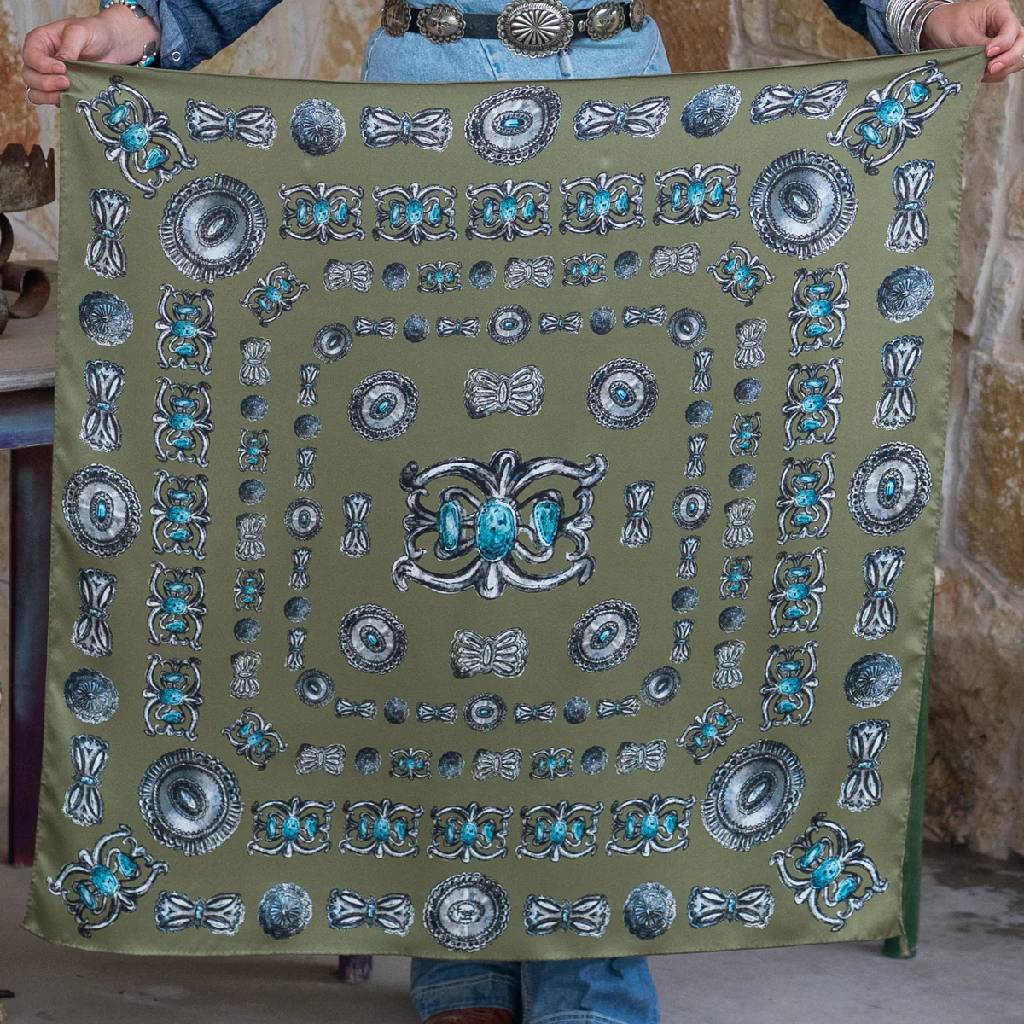 Fringe Scarves Turqs and Conchos Sage Scarf