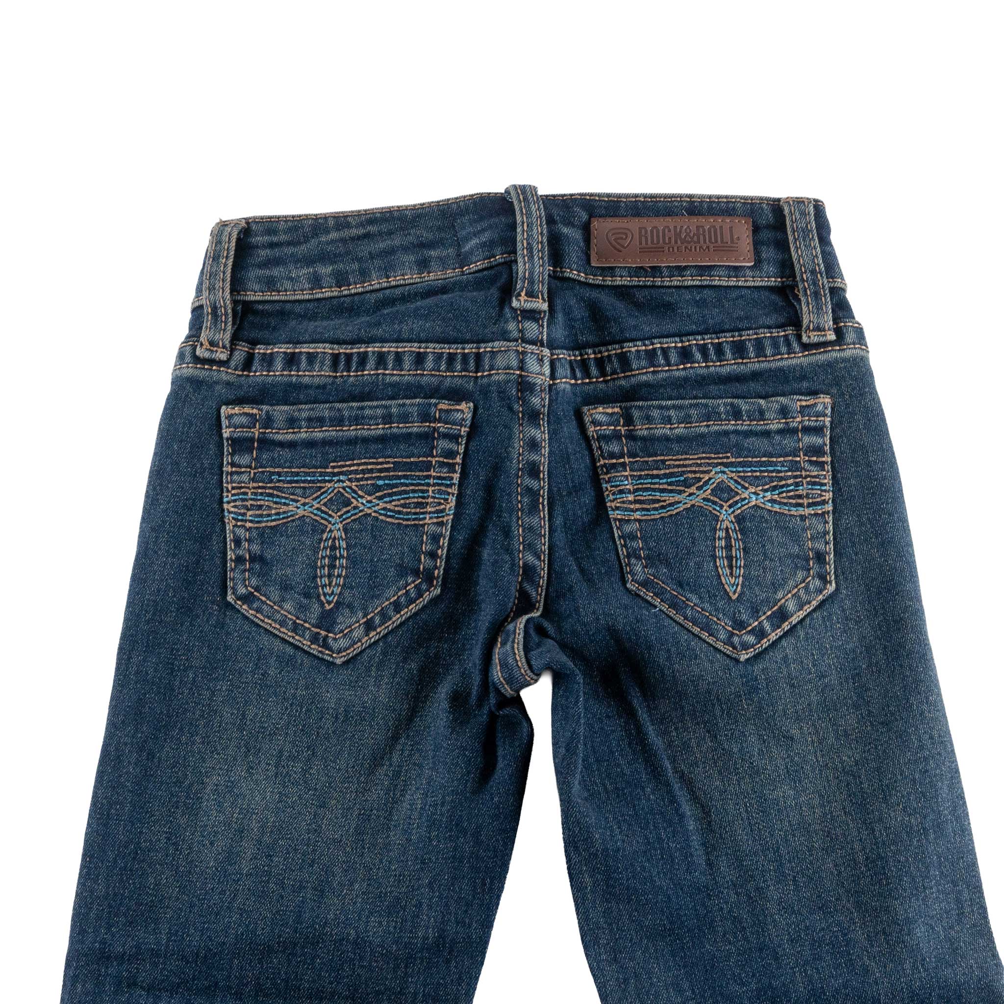 Rock & Roll Denim Girl's Turquoise Bootstich Bootcut Jean - Image 3