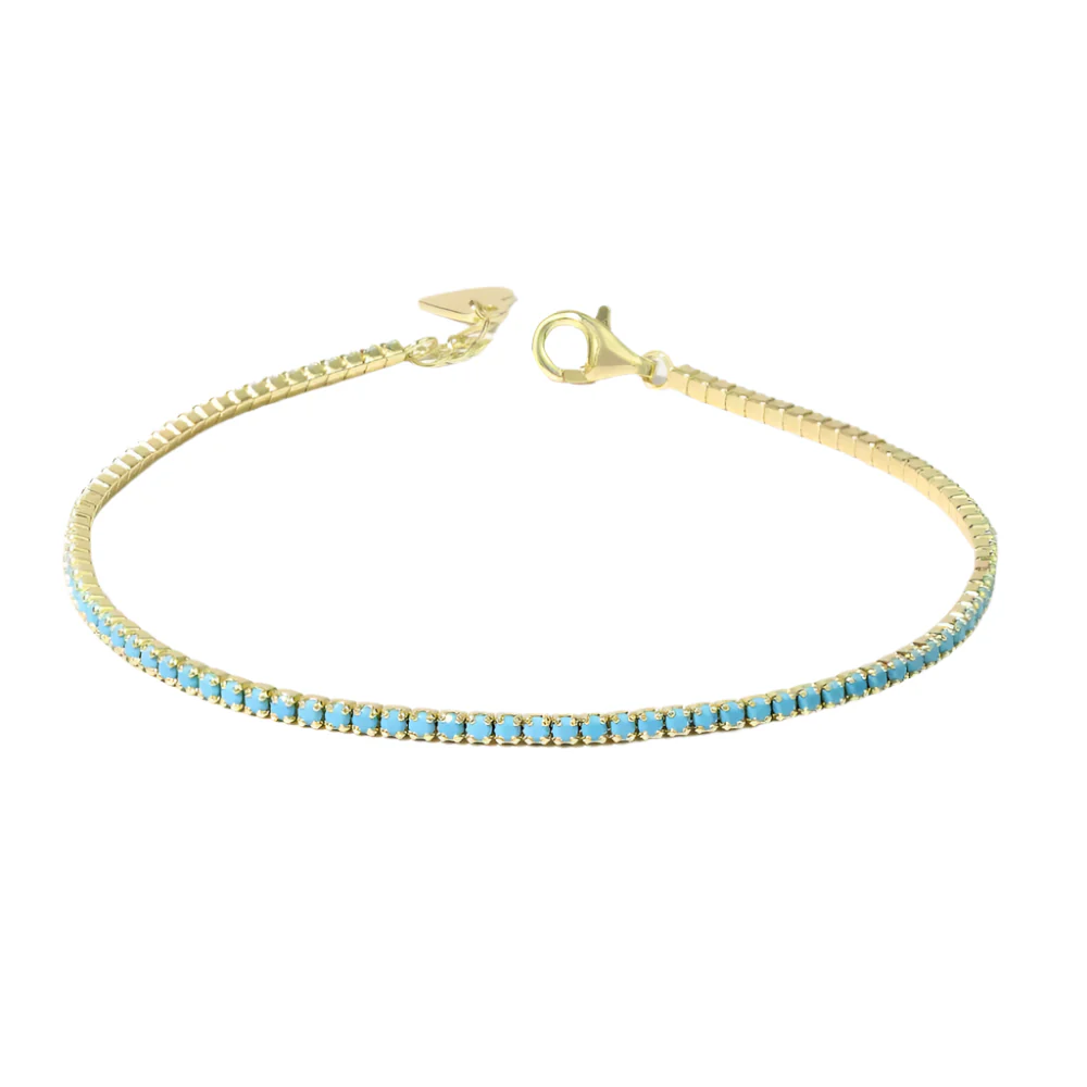 Turquoise Tennis Bracelet - 8" Gold