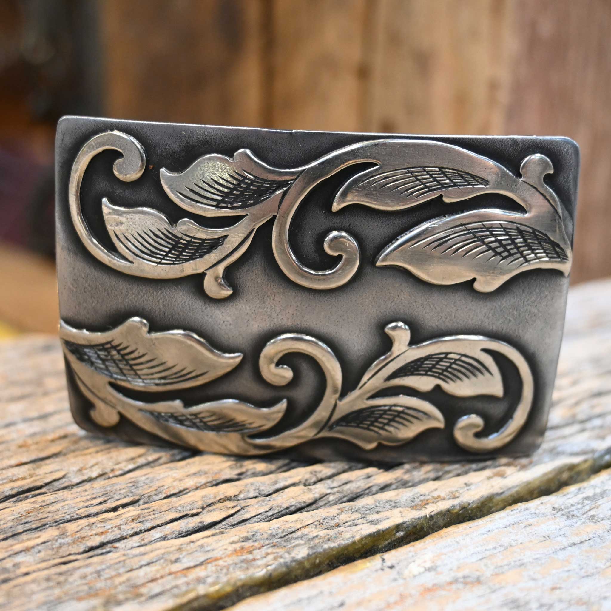 Turtle Jones Silver Mounted w/ Swirl Motif Belt Buckle