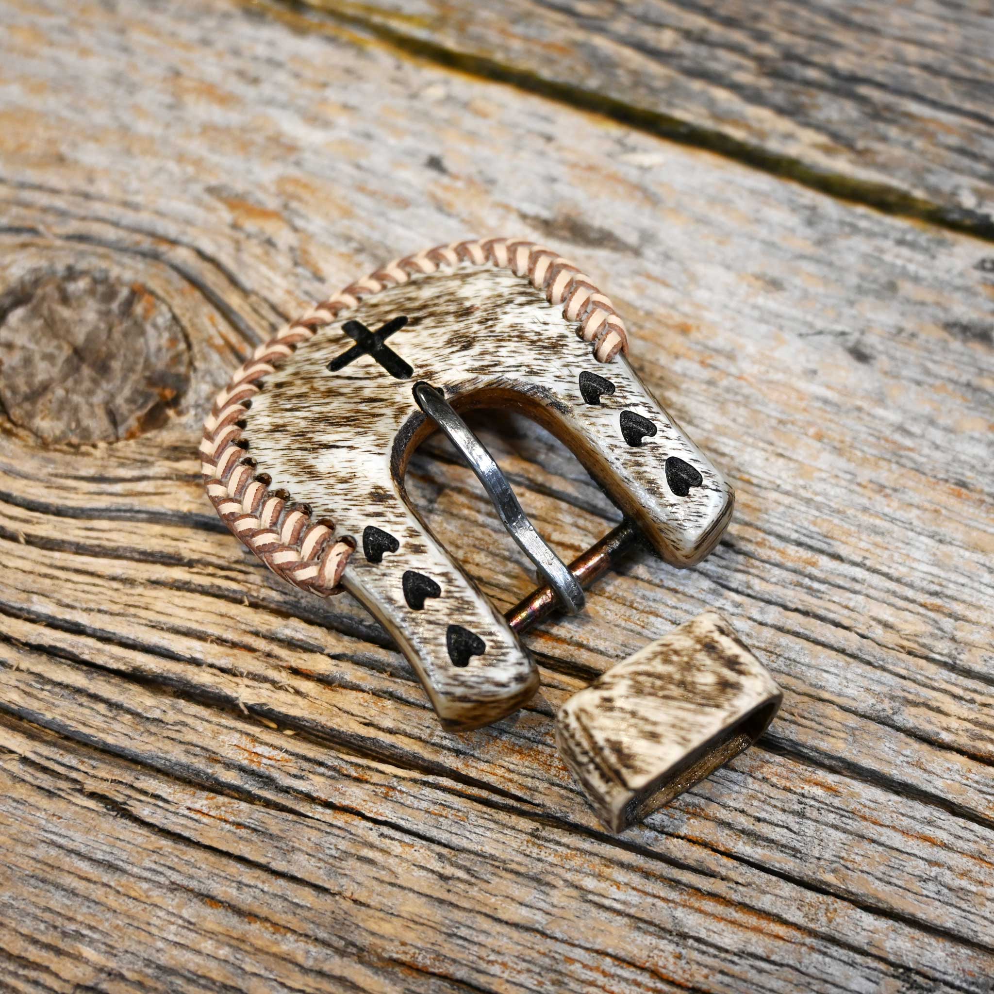 Two Piece Cow Horn Headstall Buckle