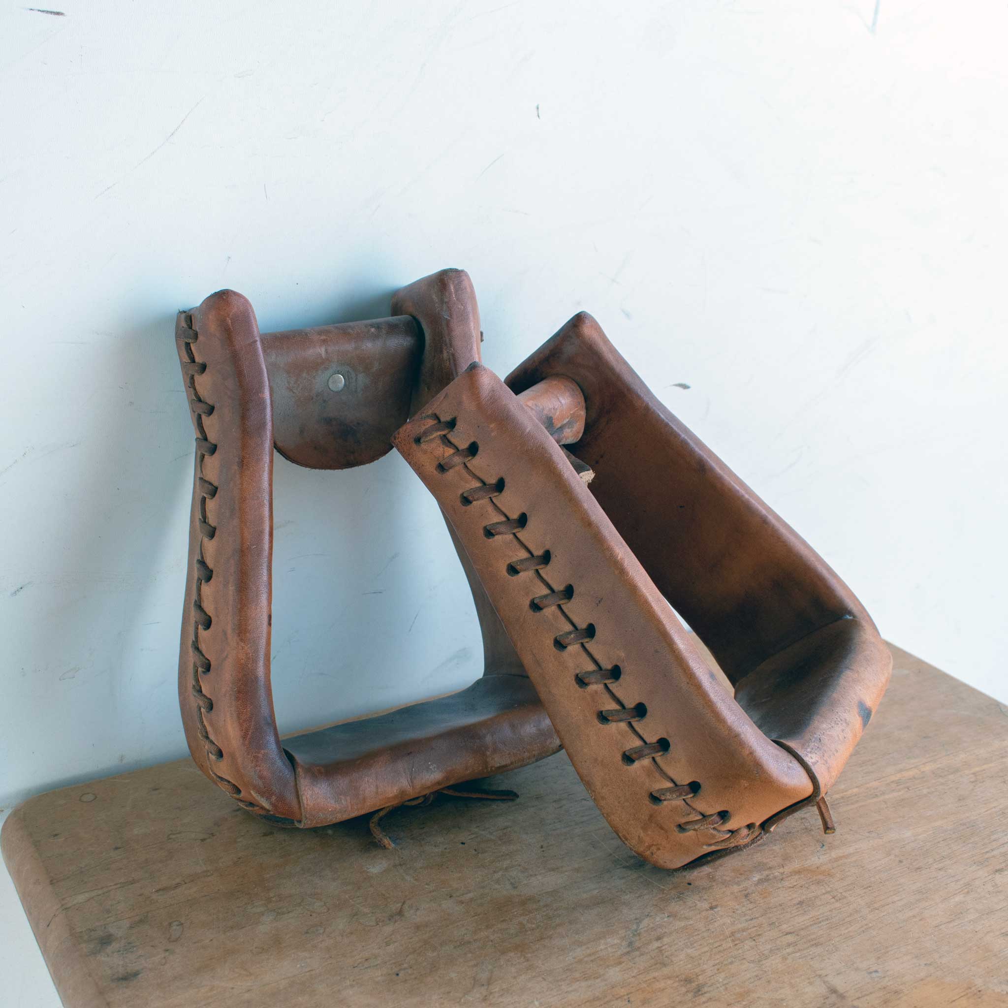 Used Leather Covered Stirrups - Image 3