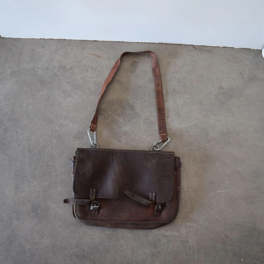 Used Vintage German Leather Saddle Bag