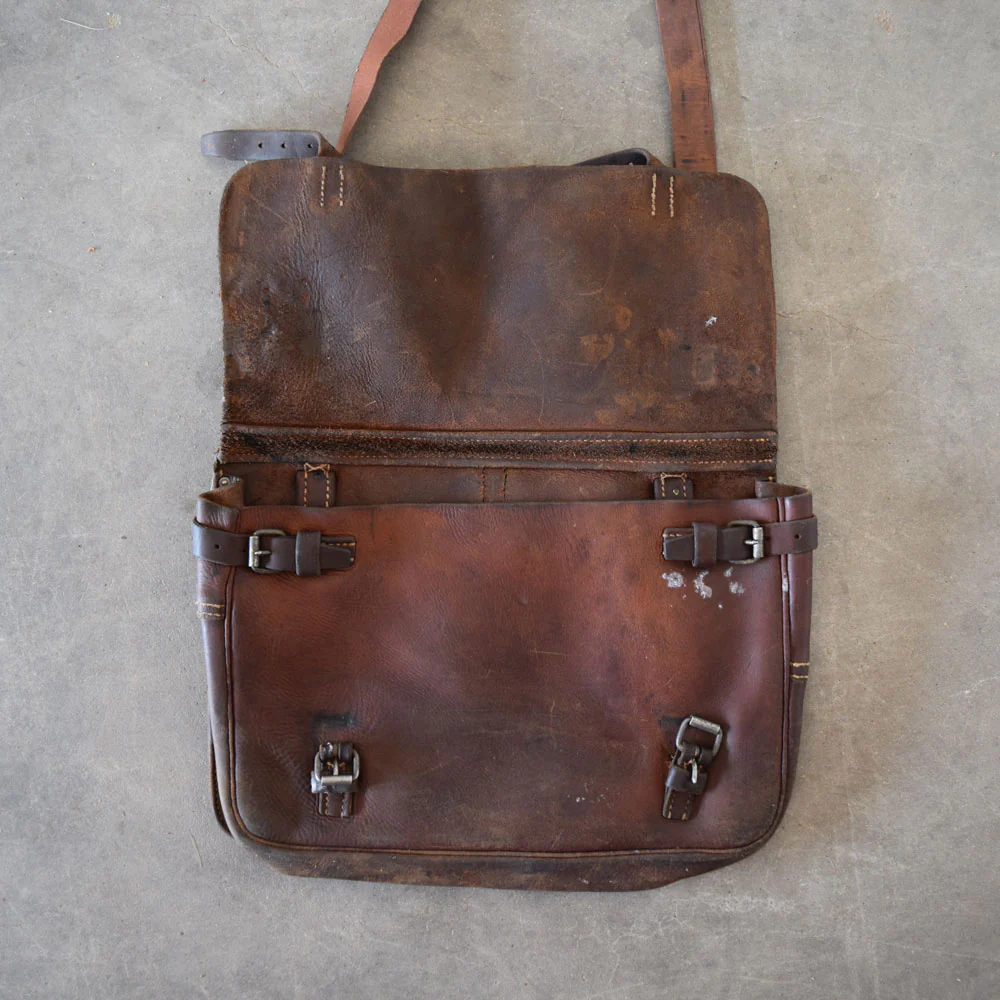 Used Vintage German Leather Saddle Bag - Image 2