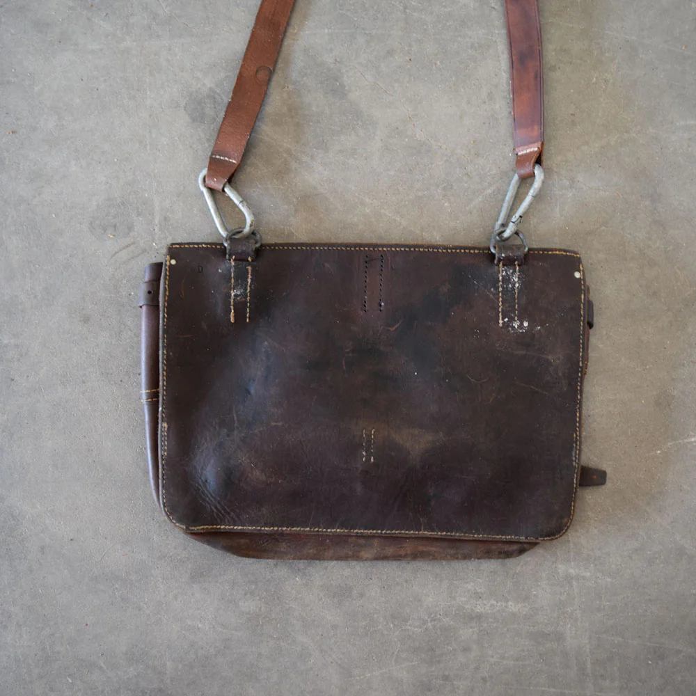 Used Vintage German Leather Saddle Bag - Image 4