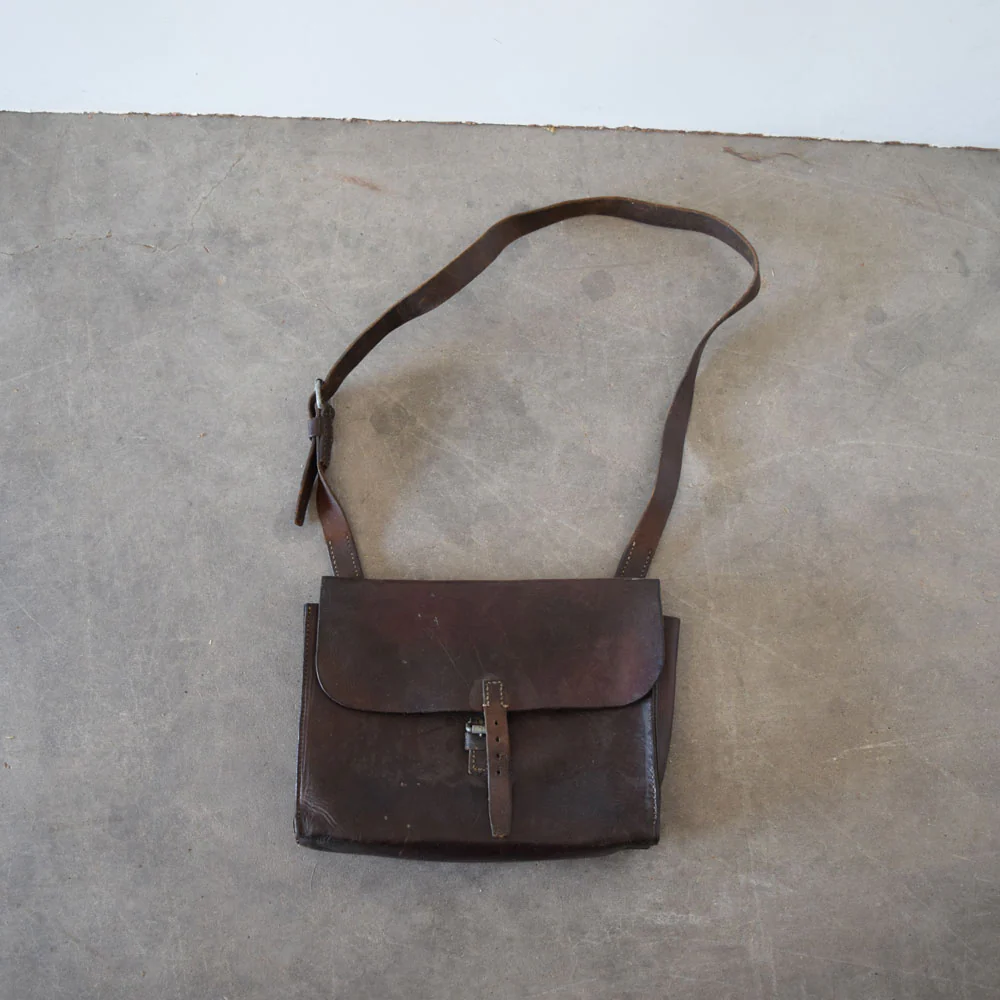 Used Vintage German Leather Saddle Bag