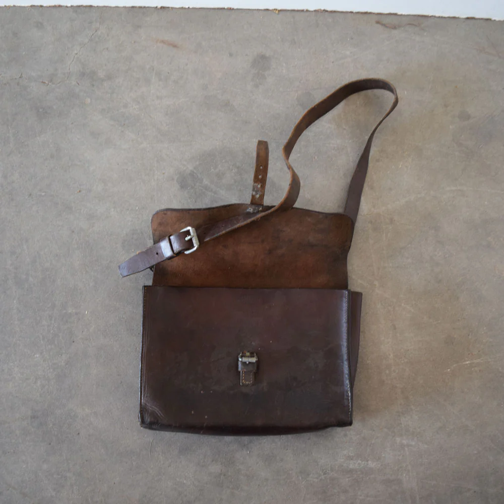 Used Vintage German Leather Saddle Bag - Image 2
