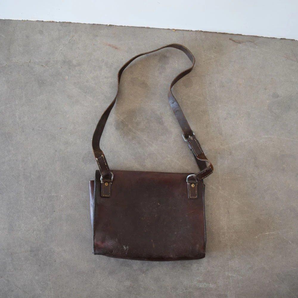 Used Vintage German Leather Saddle Bag - Image 3