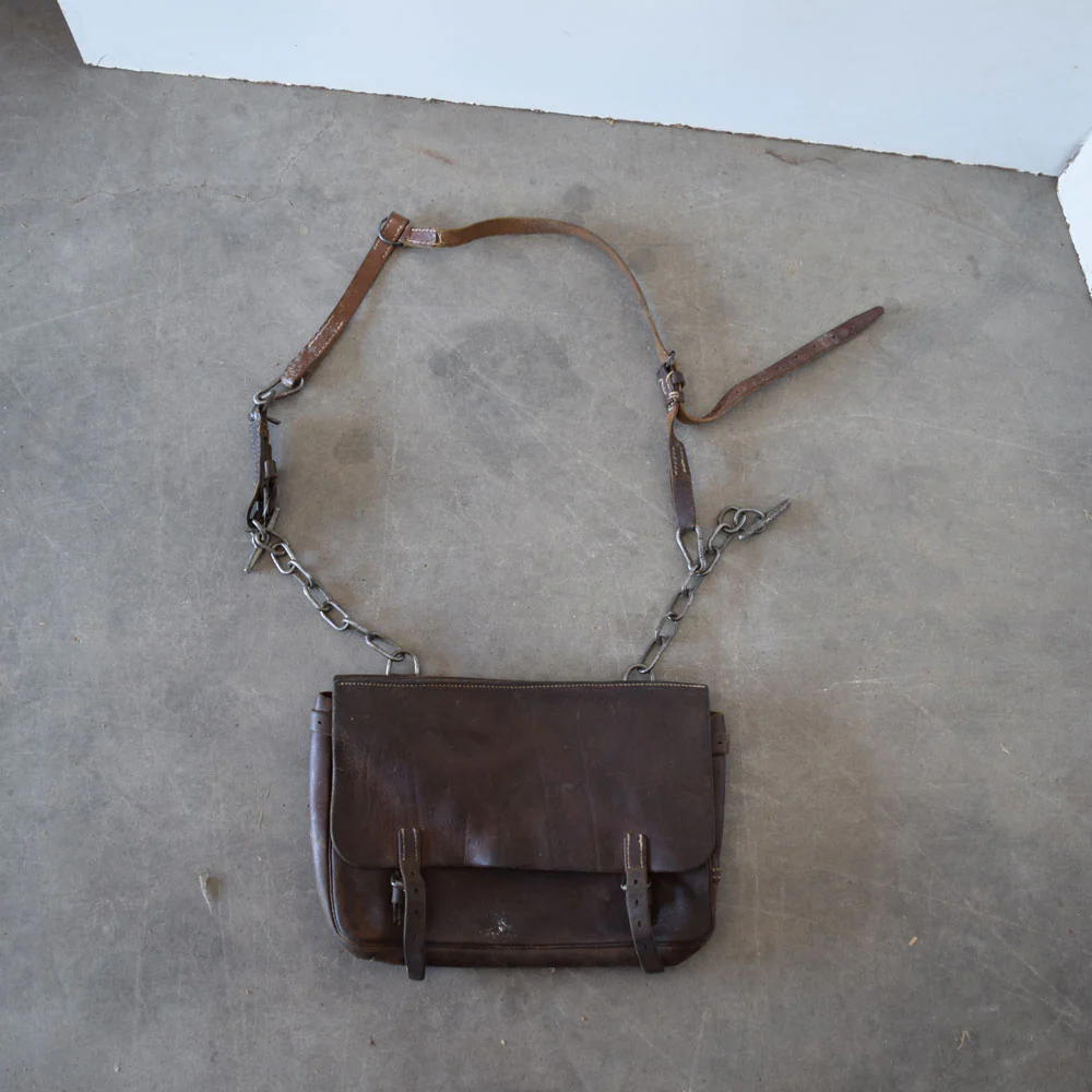 Used Vintage 1940's WWII German Leather Saddle Bag