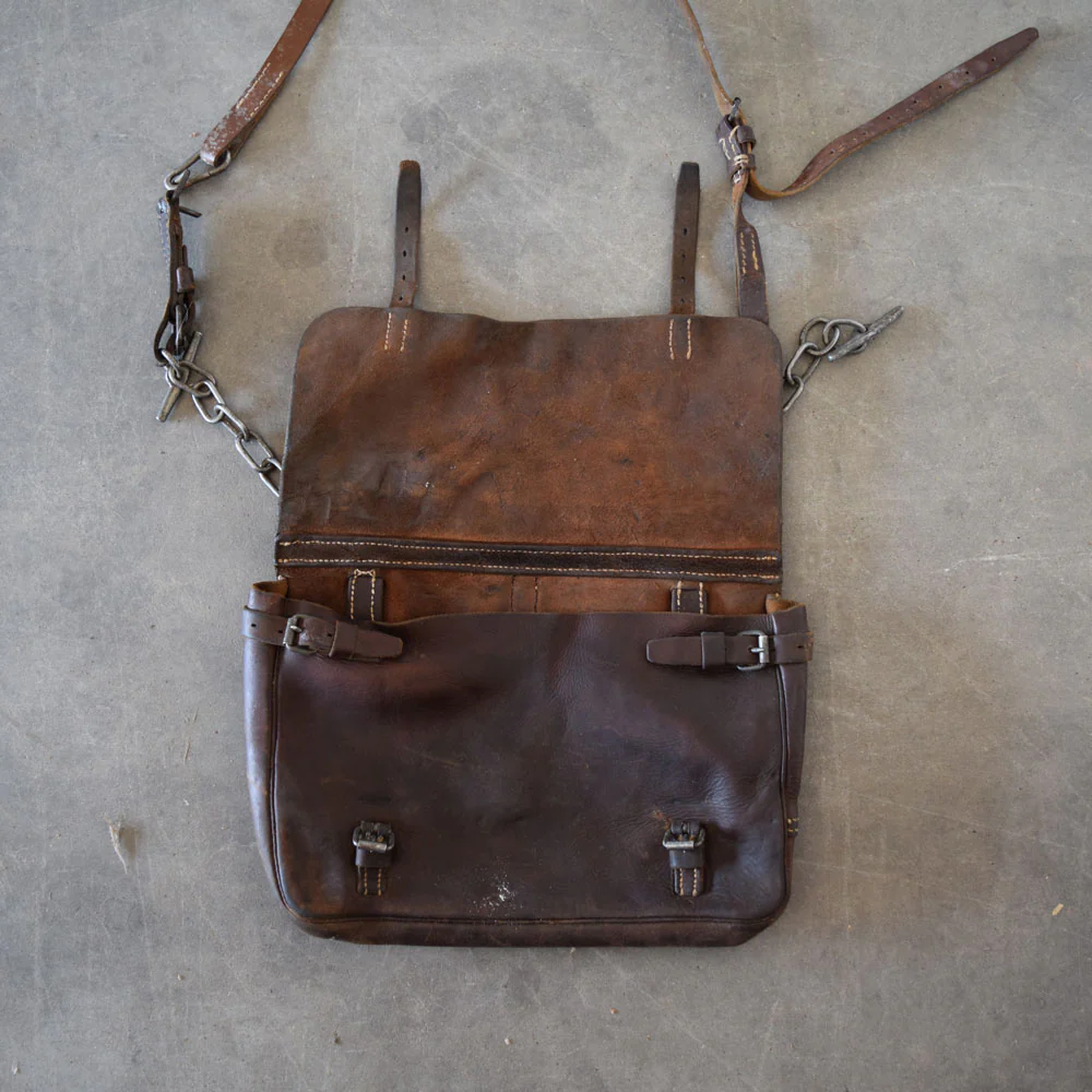 Used Vintage 1940's WWII German Leather Saddle Bag - Image 2