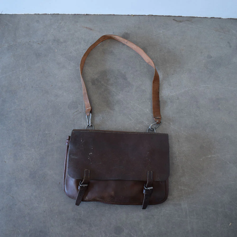 Used Vintage German Leather Saddle Bag