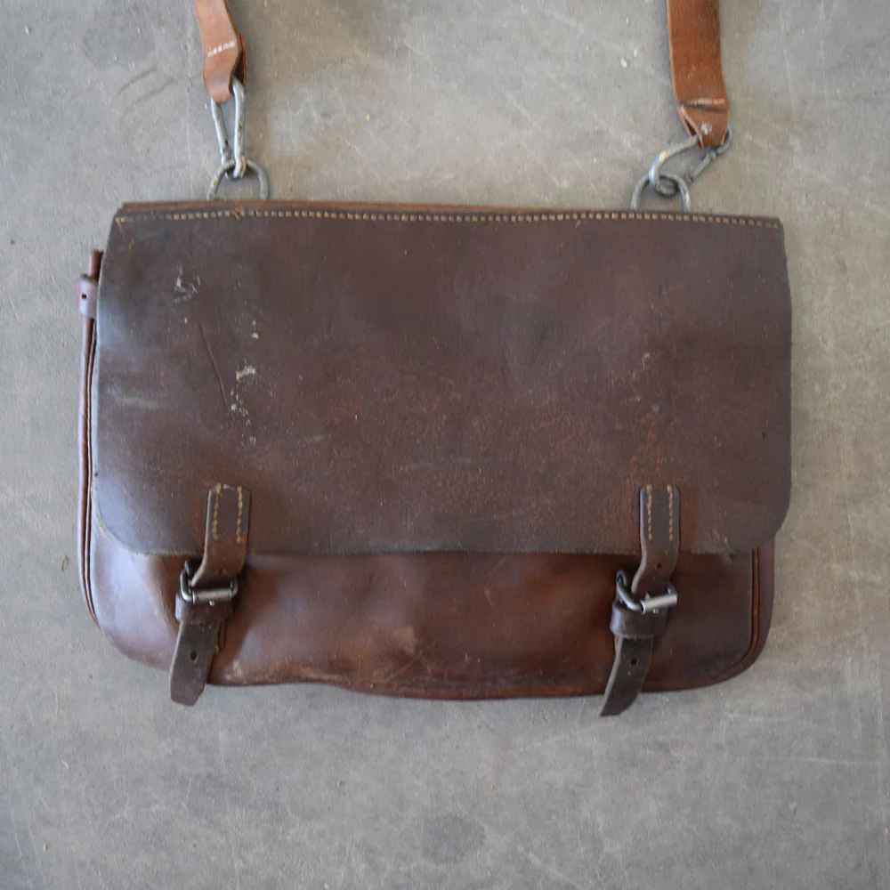 Used Vintage German Leather Saddle Bag - Image 2