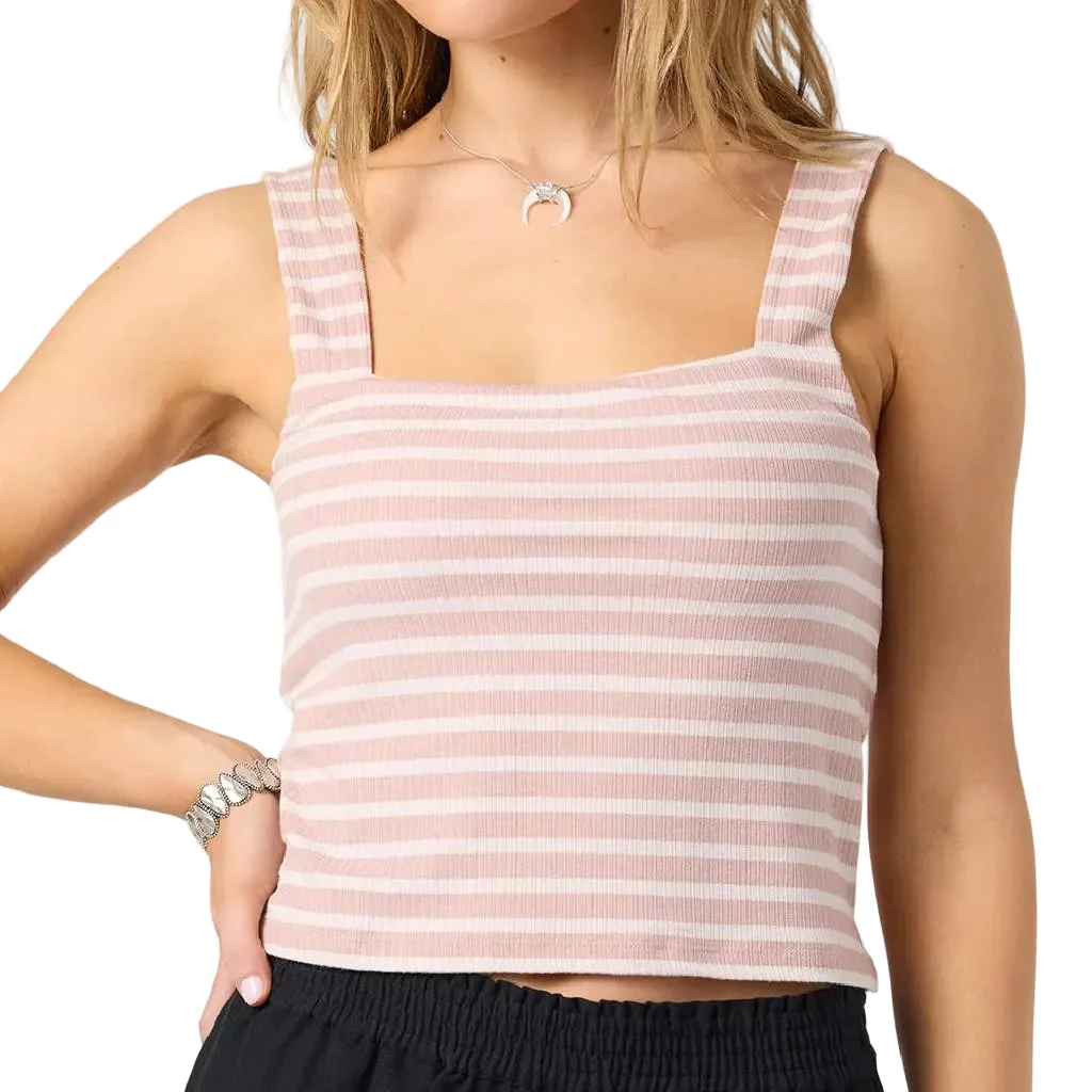 O'Neill Women's Vanessa Mini Stripe Misty Rose Tank Top
