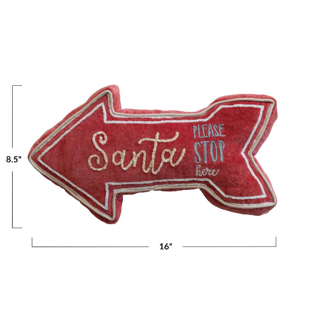 Santa Please Stop Here Velvet Arrow Lumbar Pillow - Image 3