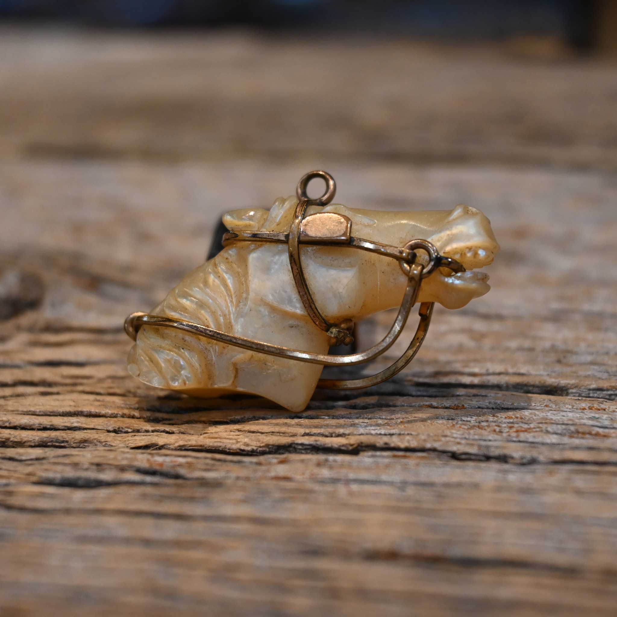 Victorian Mother of Pearl Horse Head Watch Fob - Image 2