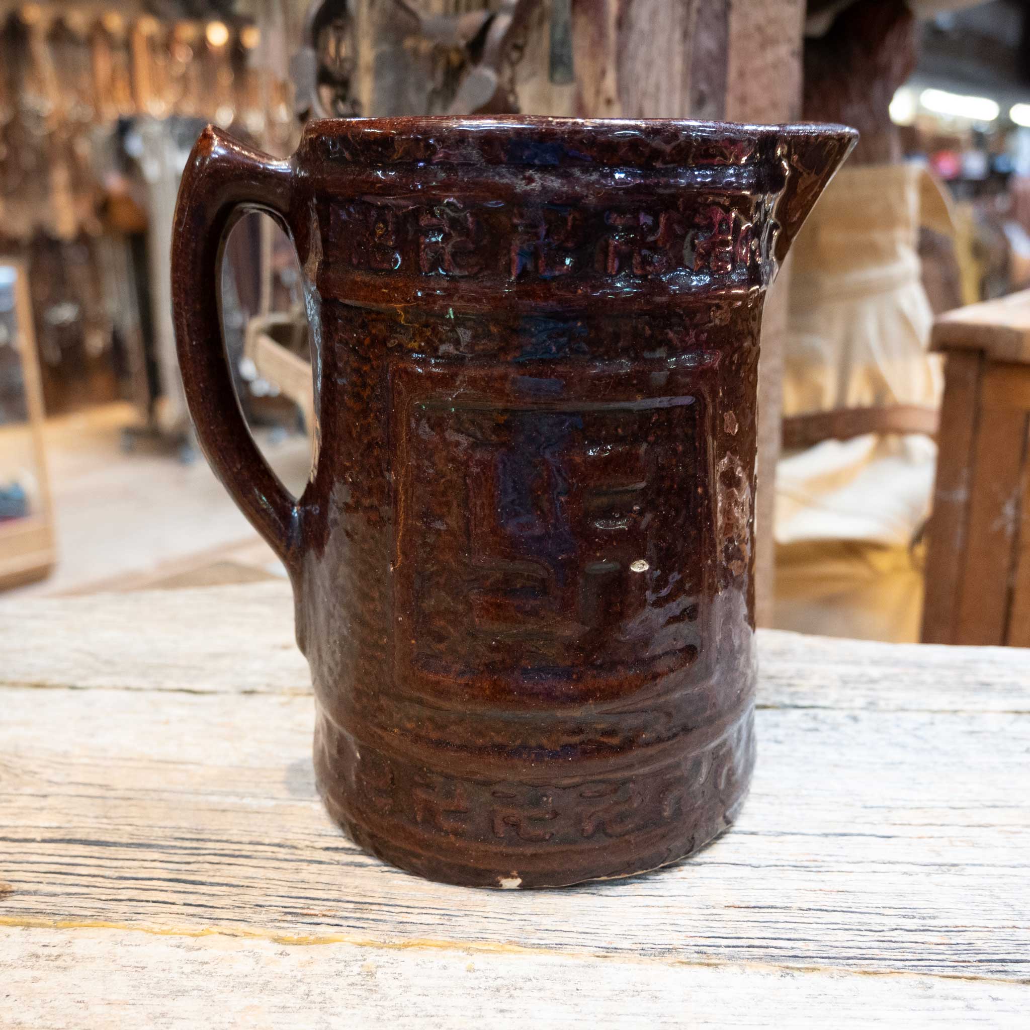 Vintage 1920's Ceramic Stoneware Pitcher - Image 3