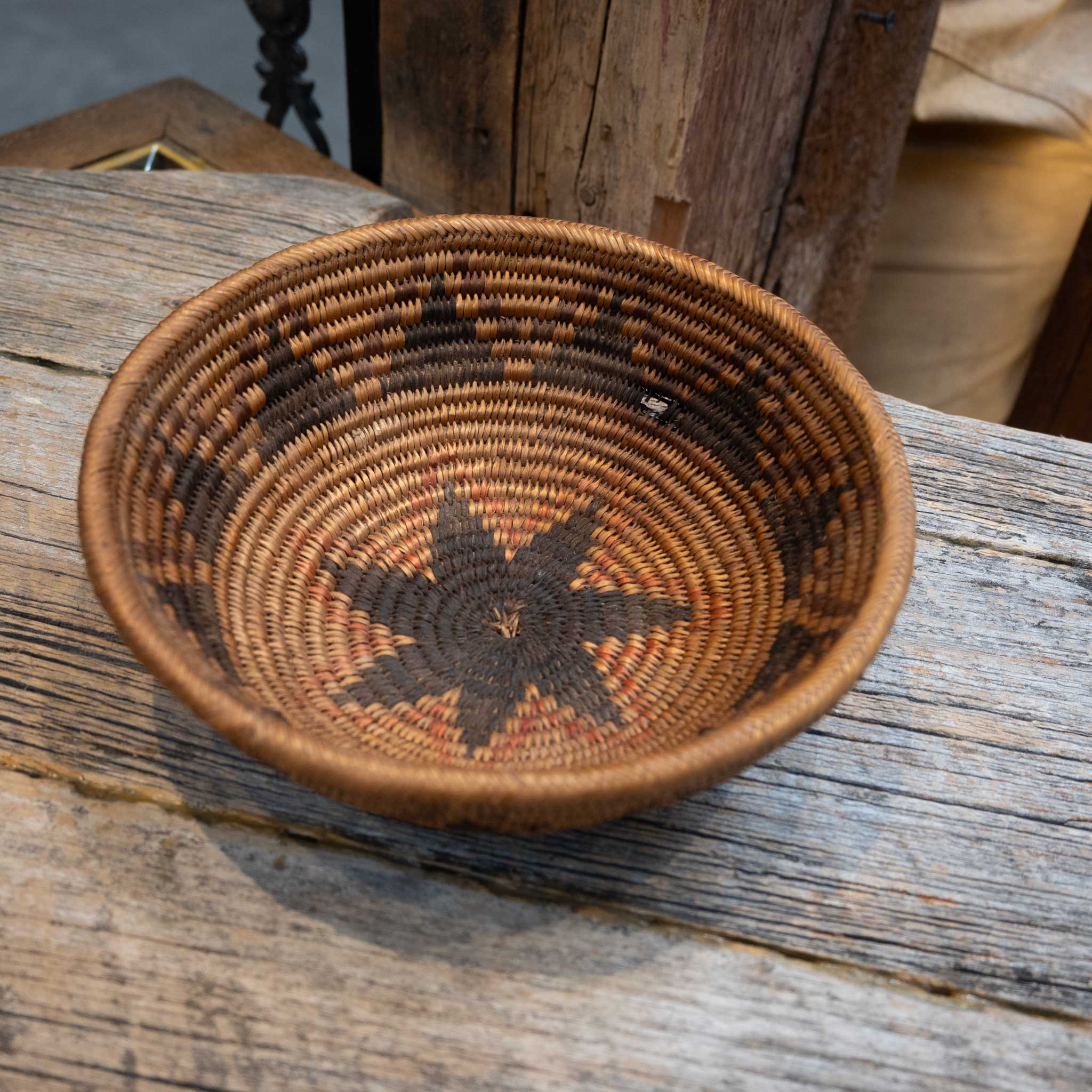 Vintage Apache Hand-Woven Basket - Image 2