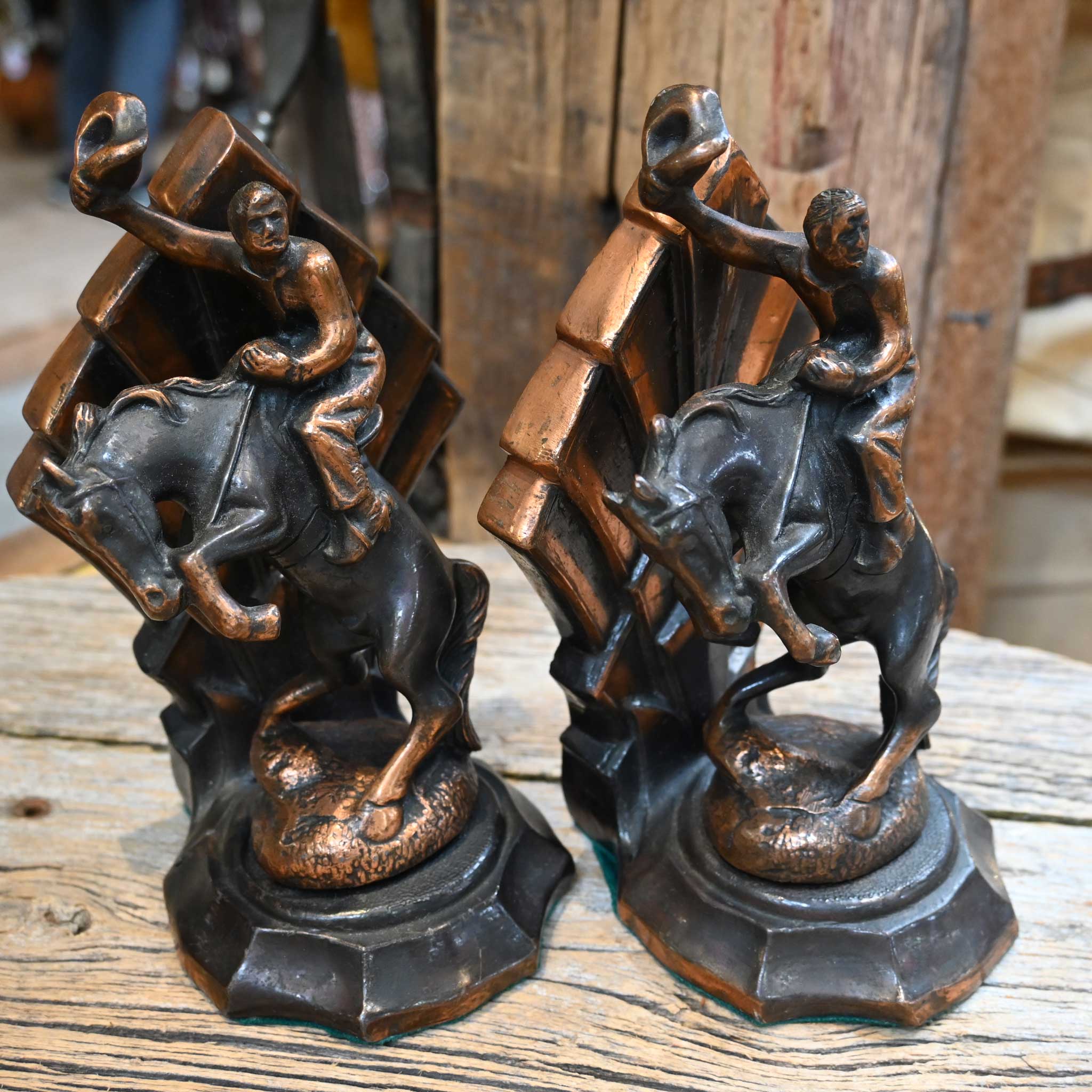 Rare Vintage Art Deco Cowboy Bookends