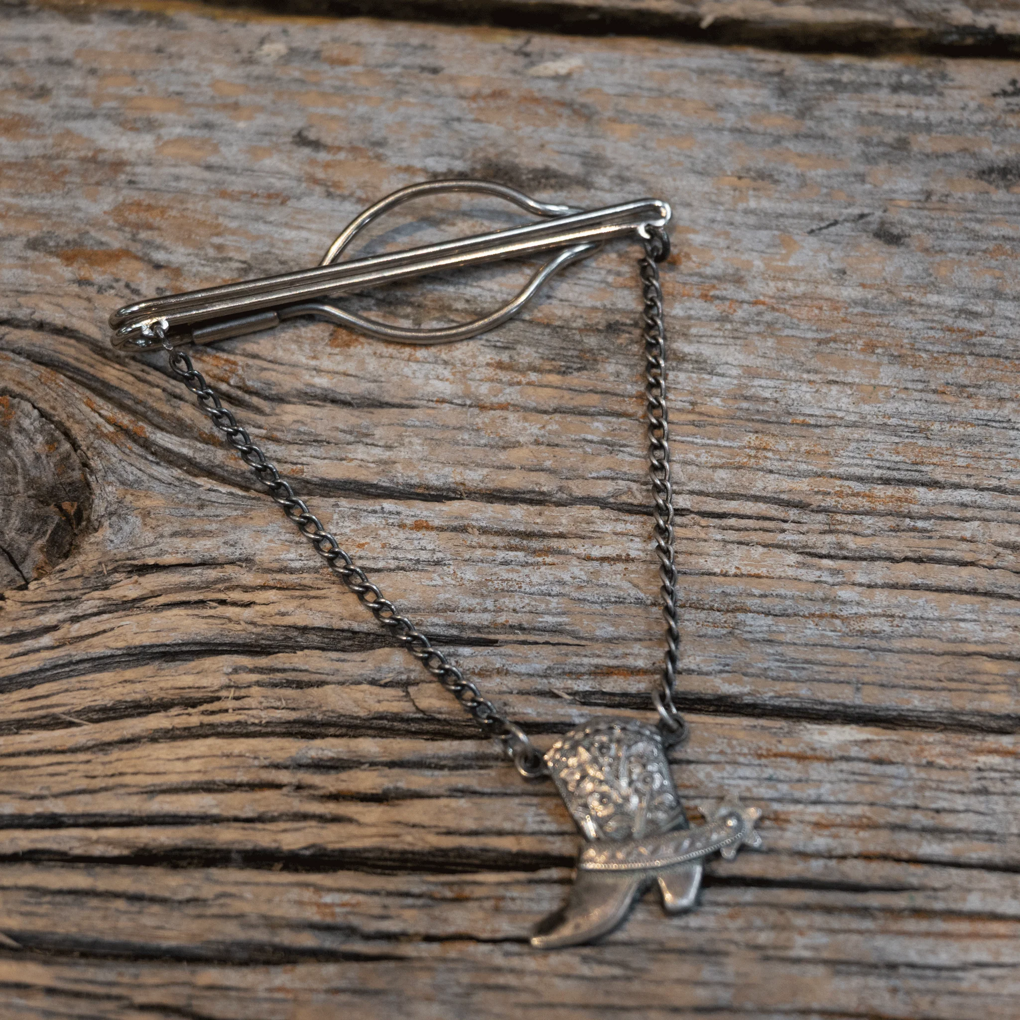 Vintage Sterling Silver Boot w/Spur Tie Clip